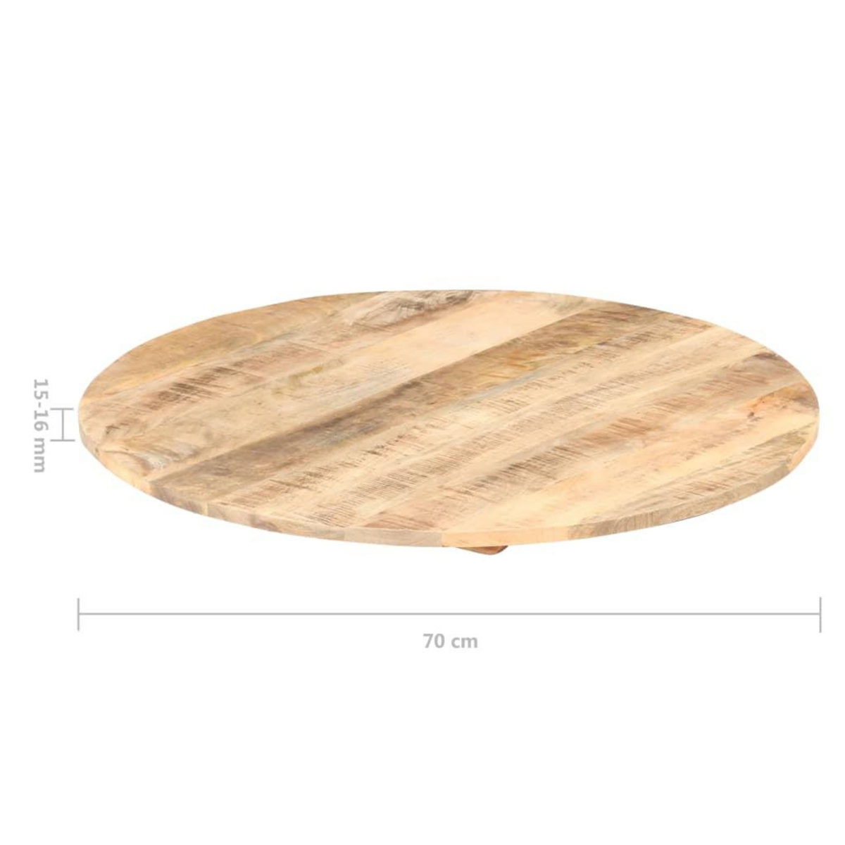 VIDAXL Dessus de table Bois de manguier solide Rond 15-16 mm 70 cm