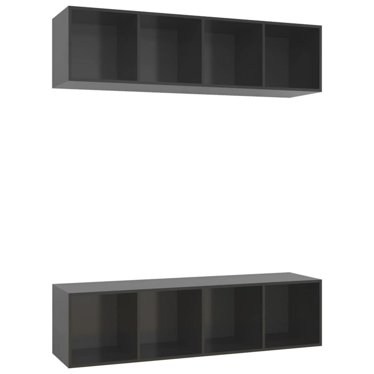 VIDAXL Meubles TV muraux 2 pcs Gris brillant Bois d'ingenierie