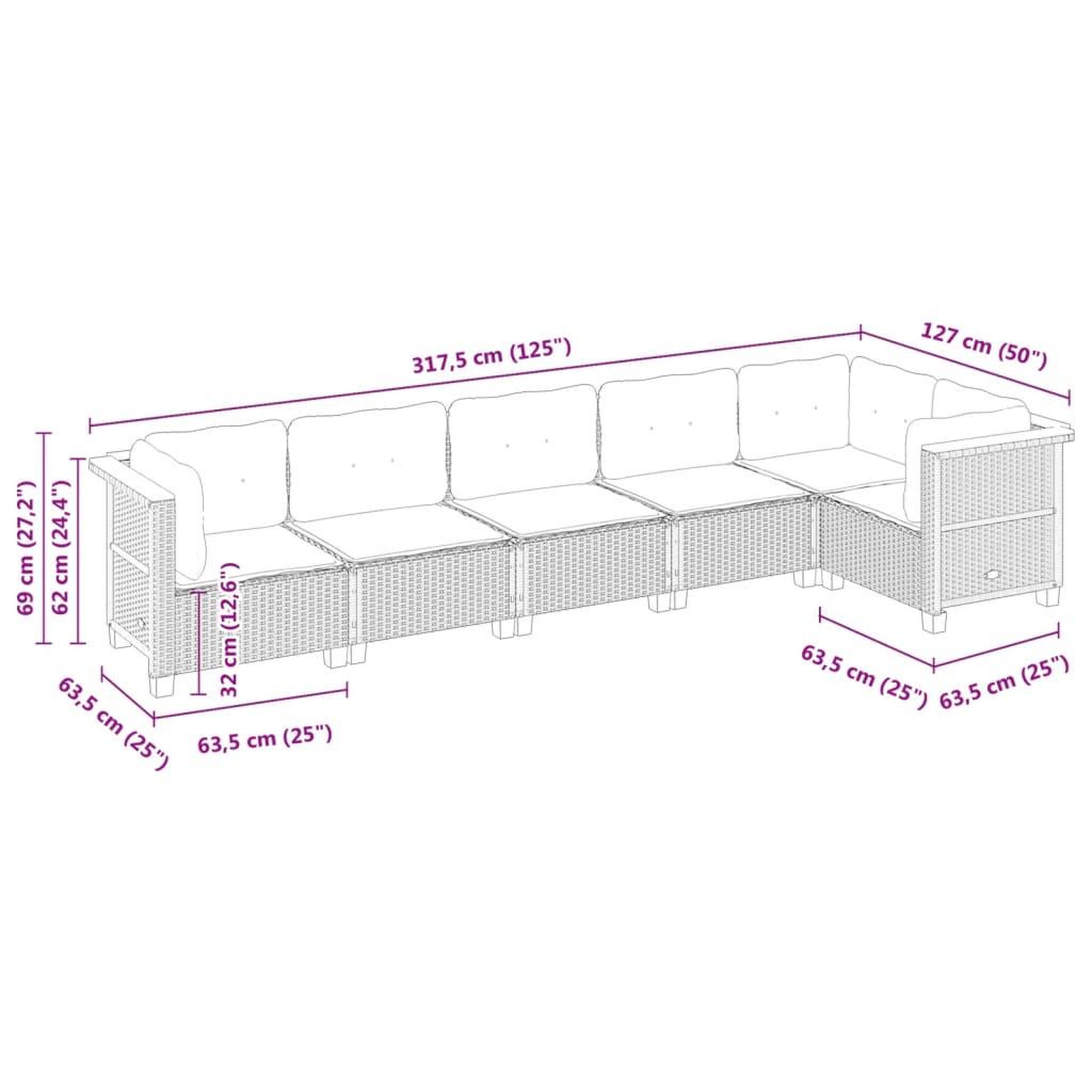 Voir la diapositive 6 : VIDAXL Salon de jardin 6 pcs avec coussins noir resine tressee