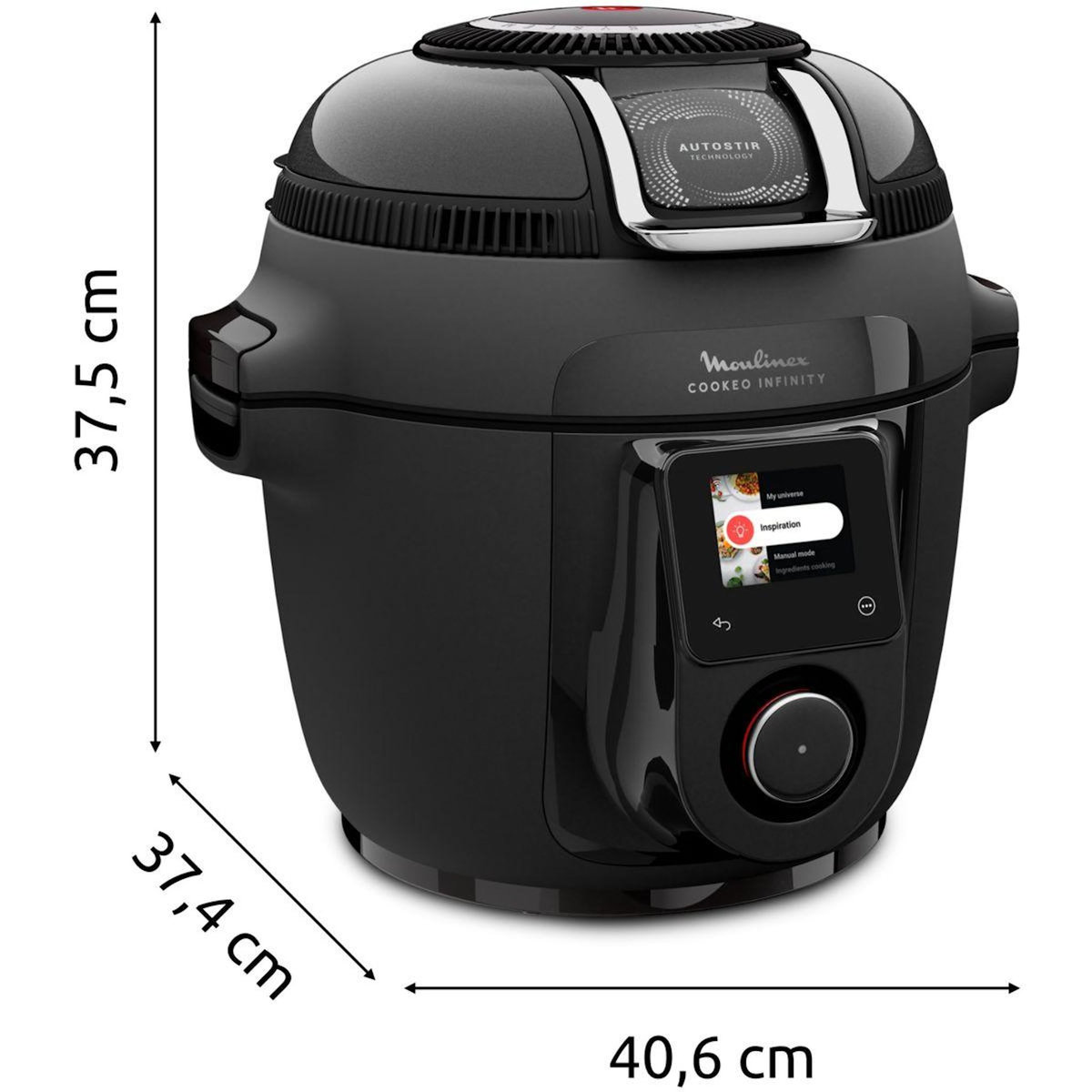 MOULINEX Cookeo Multicuiseur Airfryer Cookeo Infinity avec pale Noir CE9828F0 20 modes de cuisson, 6,5 L