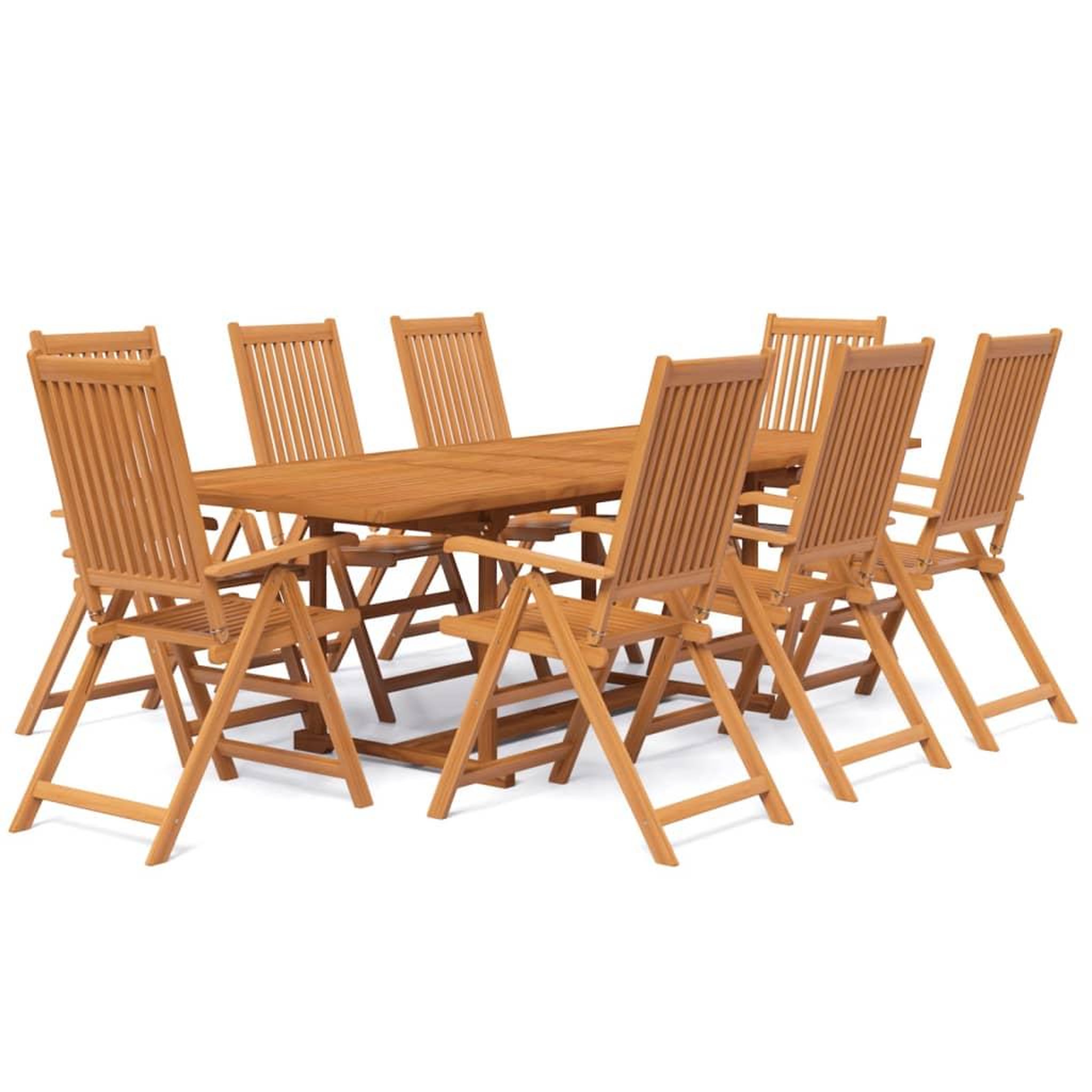 Voir la diapositive 2 : VIDAXL Ensemble a manger de jardin 9 pcs Bois d'acacia massif 160-240 cm