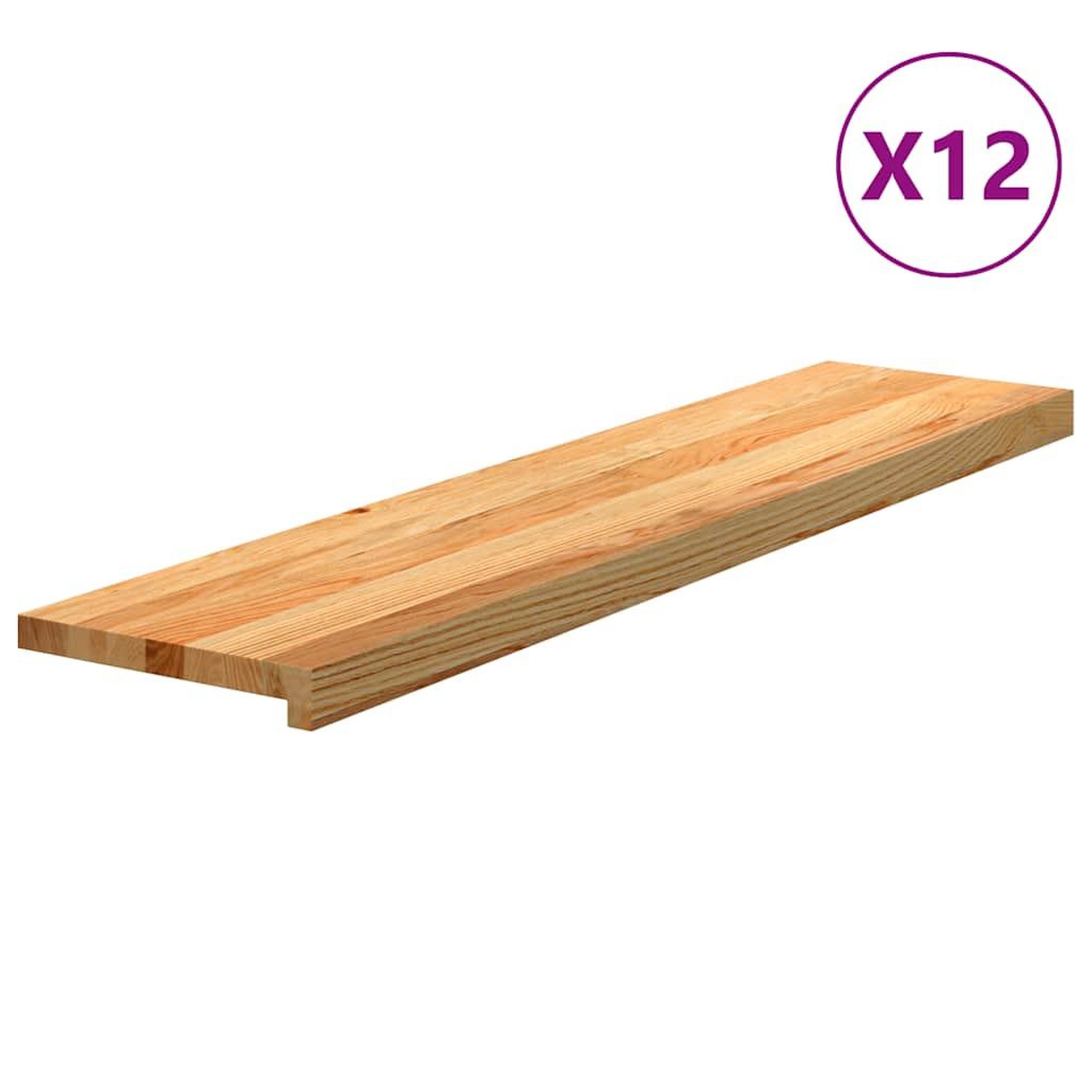 VIDAXL Marches d'escalier 12 pcs marron clair 110x25x2 cm chene massif
