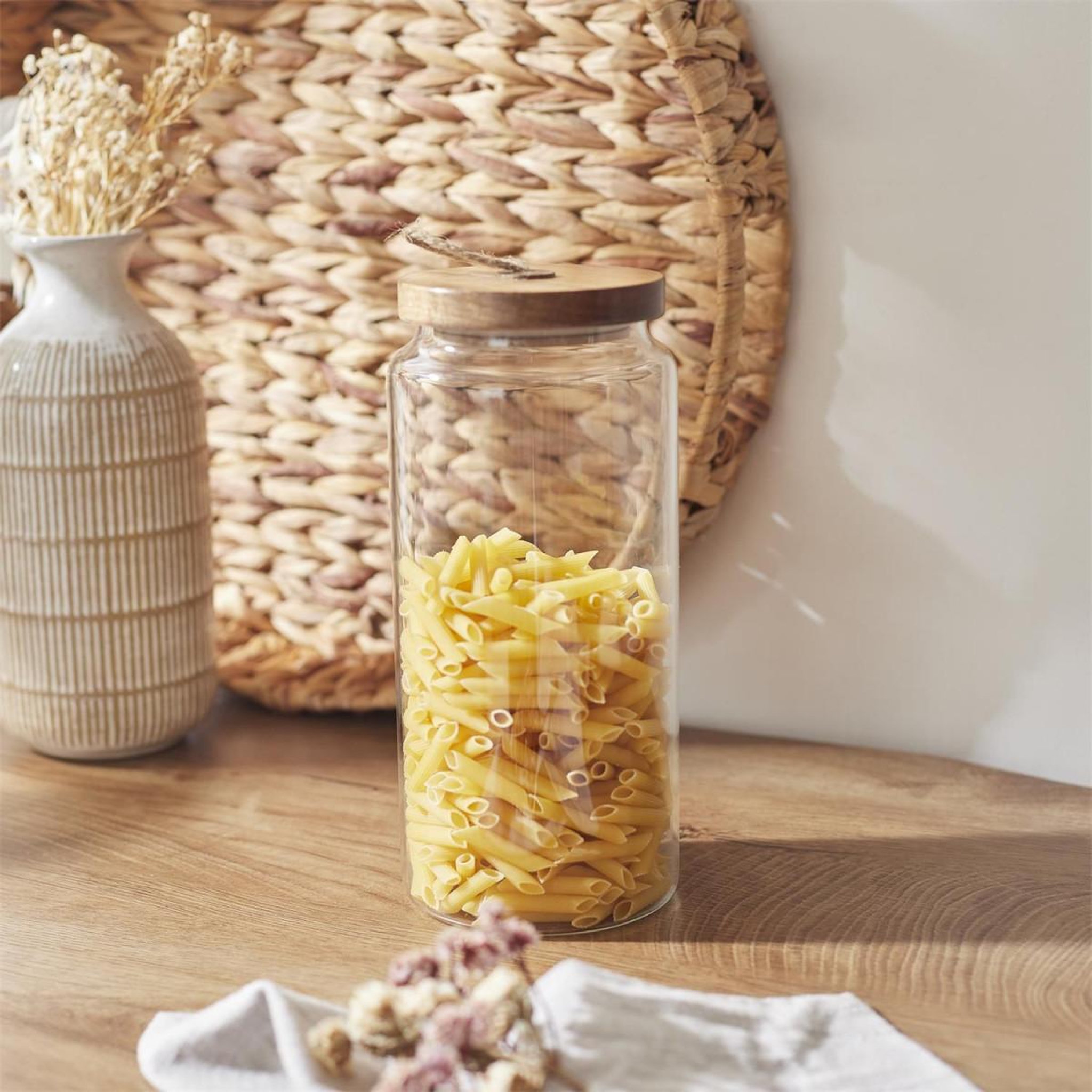 Voir la diapositive 2 : The Home Deco Factory Bocal de conservation  acacia  1,45l transparent