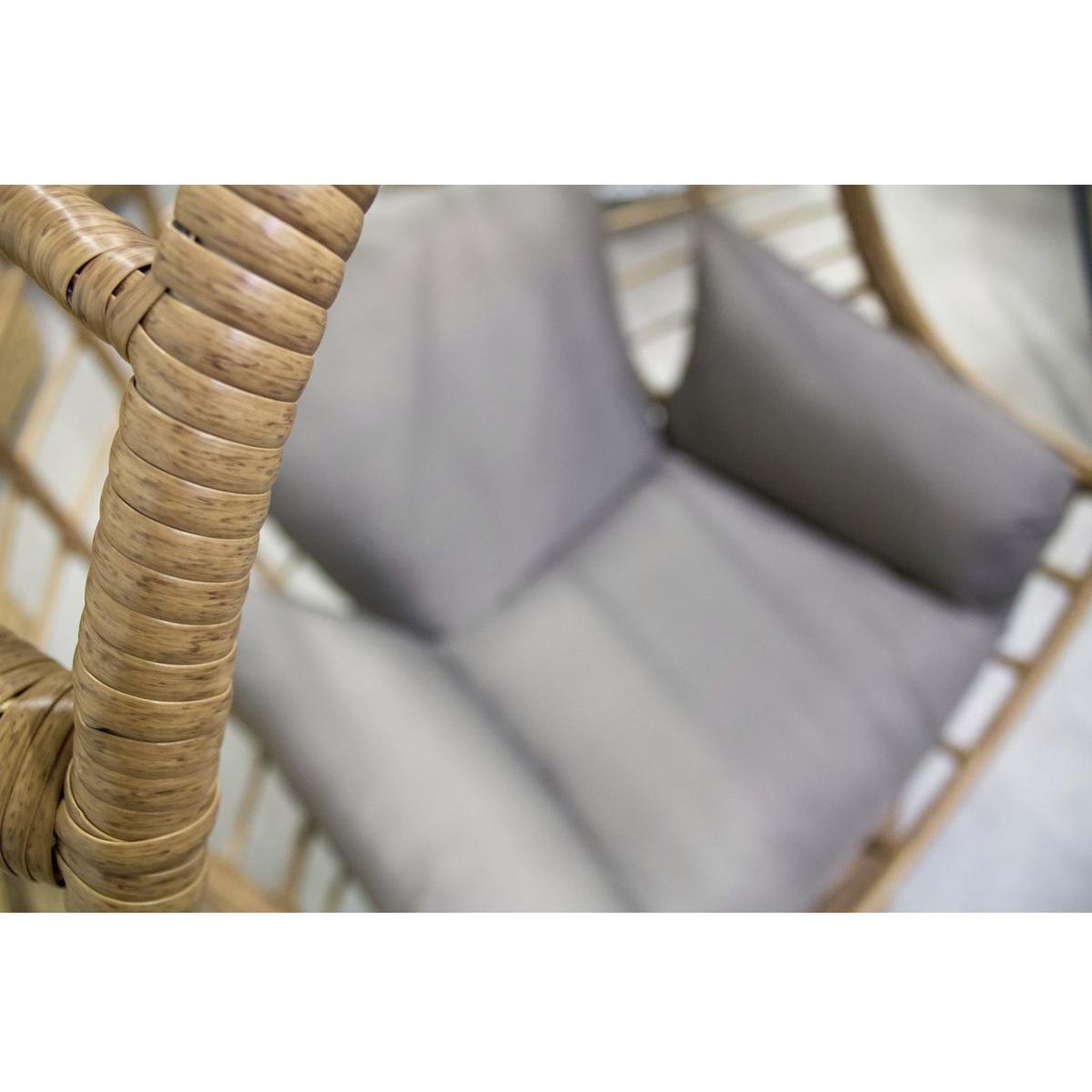 Voir la diapositive 3 : PARIS GARDEN Balancelle de jardin en résine tressée avec coussin taupe BORABORA