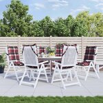 VIDAXL Coussins de chaise a dossier haut lot de 6 motif carreaux rouge