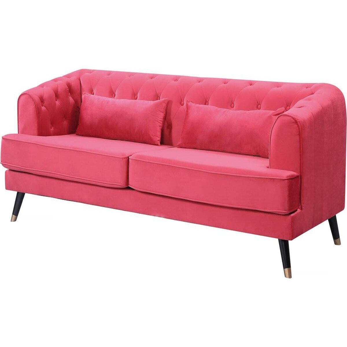 Habitat et Jardin Canapé fixe en velours  Gloria  - 216 x 86 x 76 cm - 3 places - Rouge