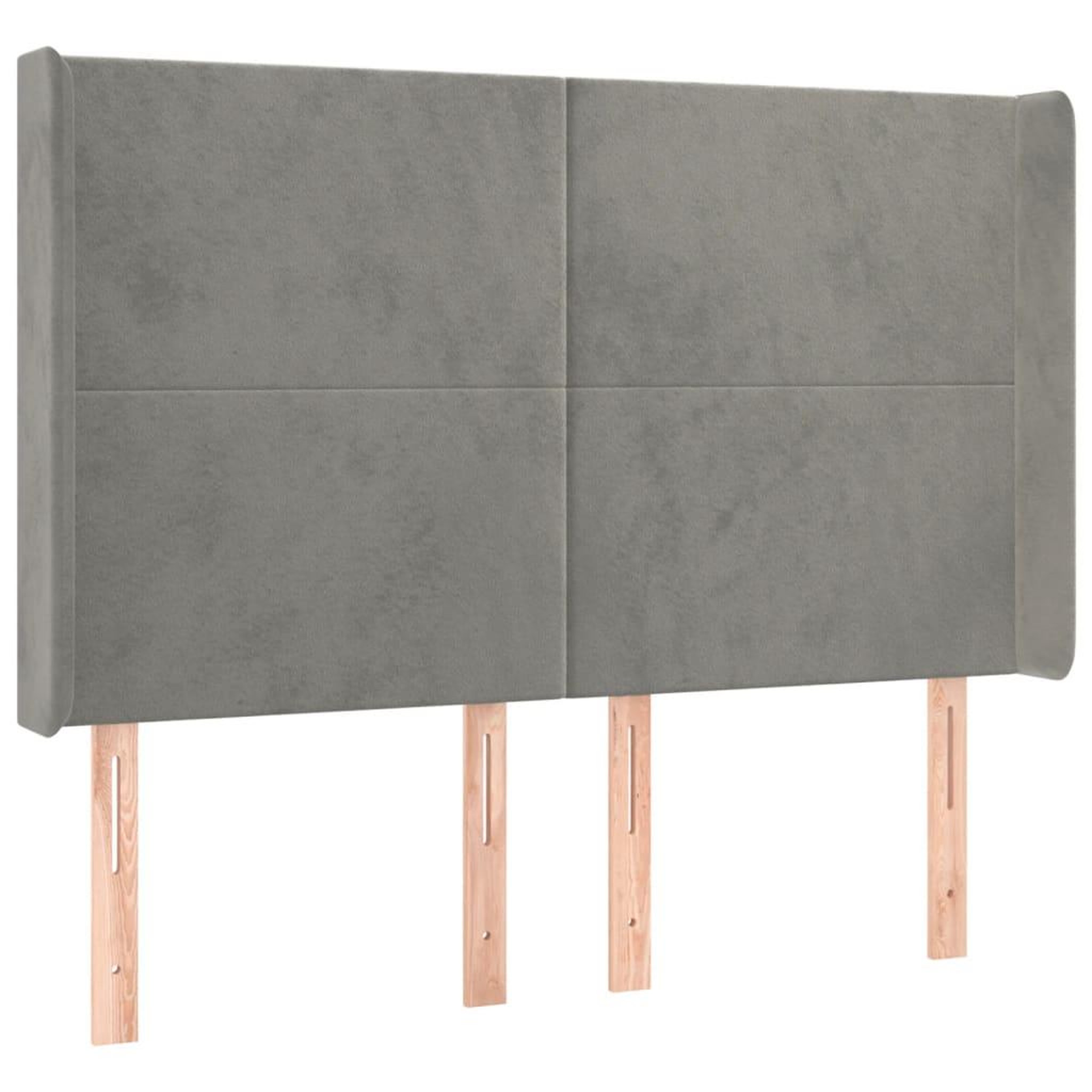 Voir la diapositive 2 : VIDAXL Tete de lit avec oreilles Gris clair 147x16x118/128 cm Velours
