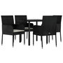 Voir la diapositive 3 : VIDAXL Ensemble a manger de jardin coussins 5pcs Noir Resine tressee