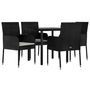 Voir la diapositive 3 : VIDAXL Ensemble a manger de jardin coussins 5pcs Noir Resine tressee