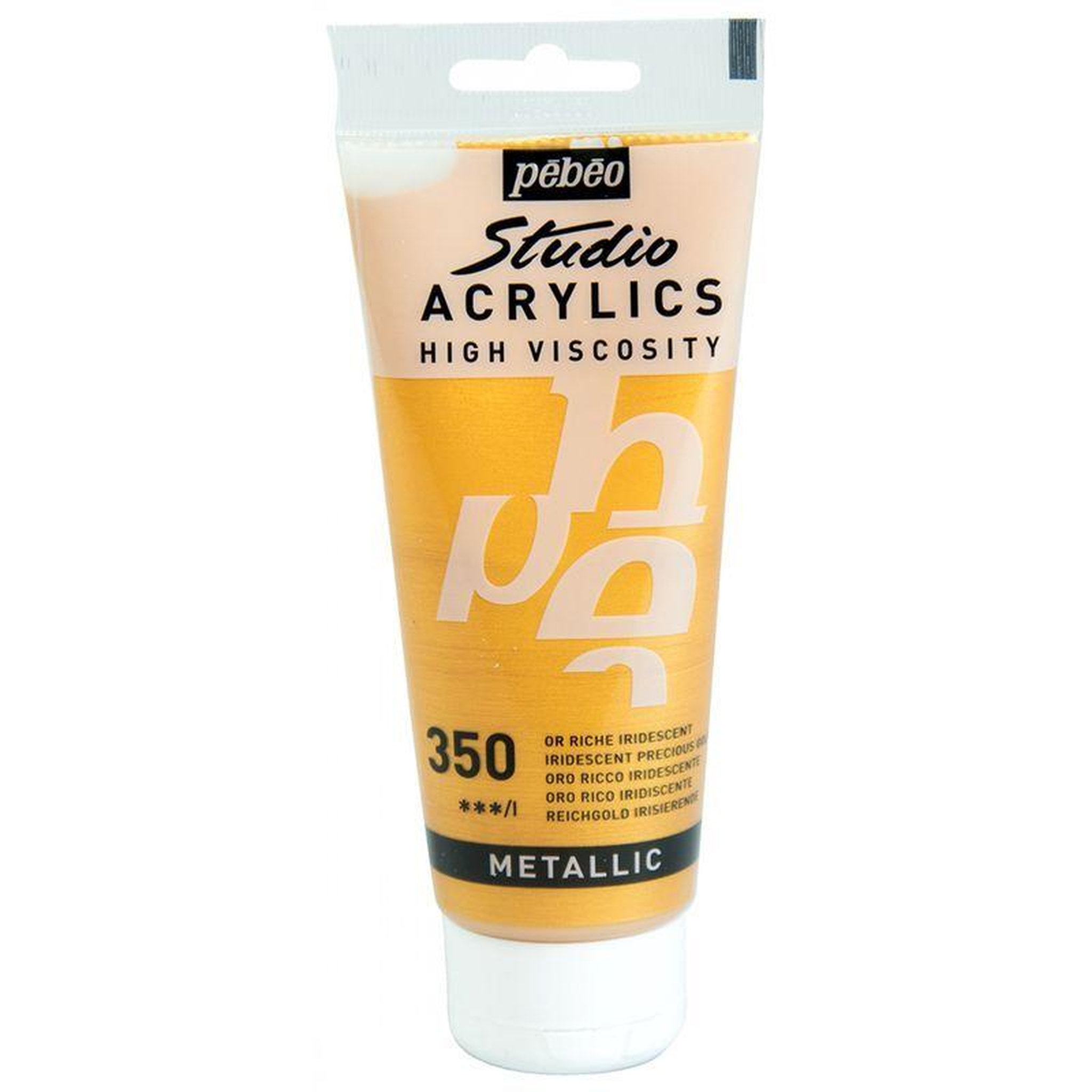 Voir la diapositive 1 : Pebeo Peinture acrylique métallique - or riche - 100 ml