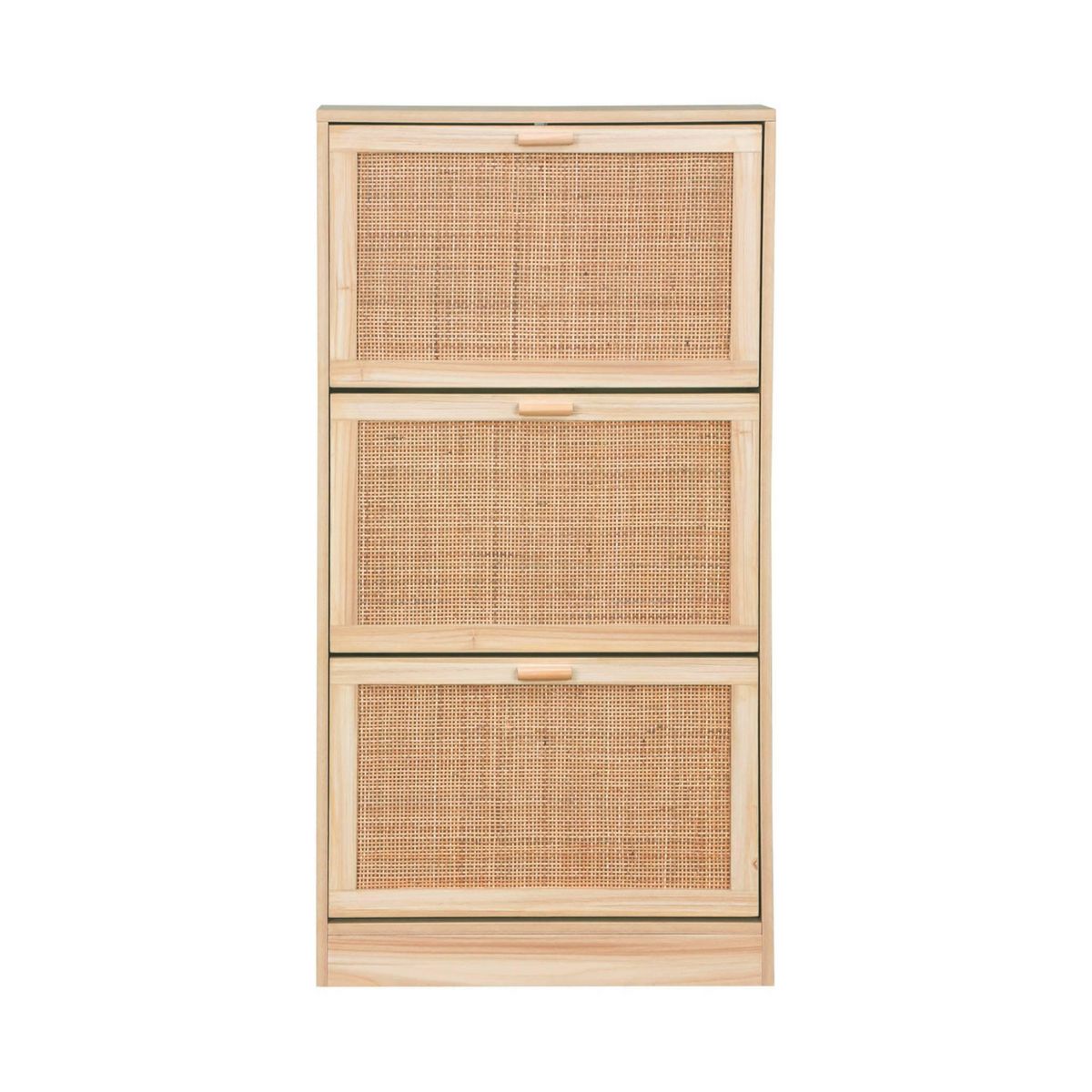 SWEEEK Meuble à chaussures 3 portes cannage