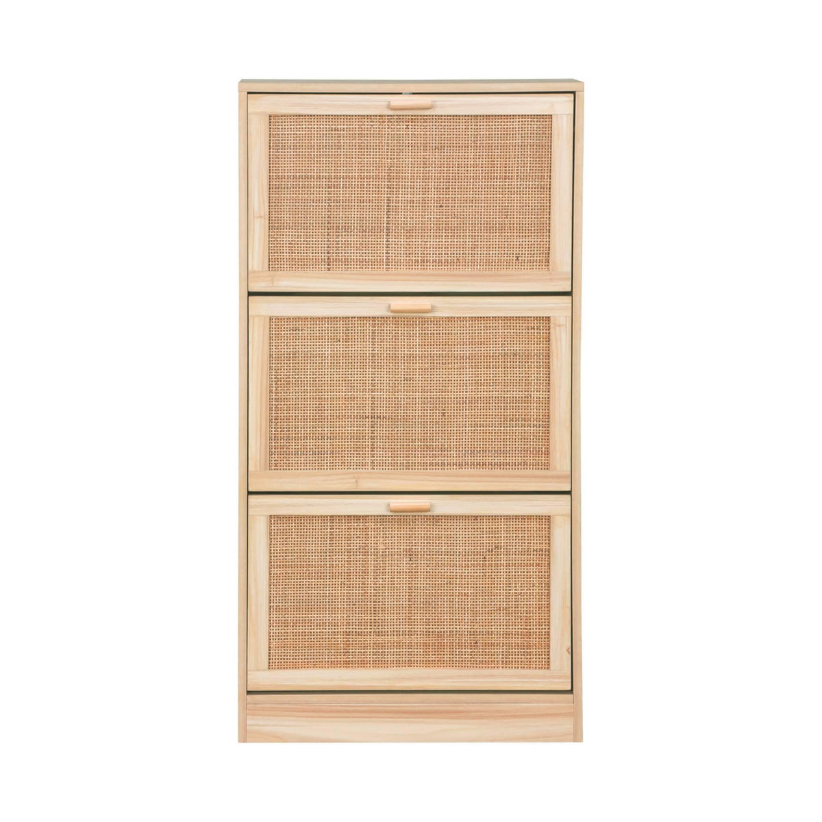 SWEEEK Meuble à chaussures 3 abattants cannage