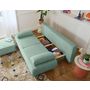 Voir la diapositive 3 : BEST MOBILIER Cristal - canapé 3 places - convertible avec coffre et pouf - en velours texturé