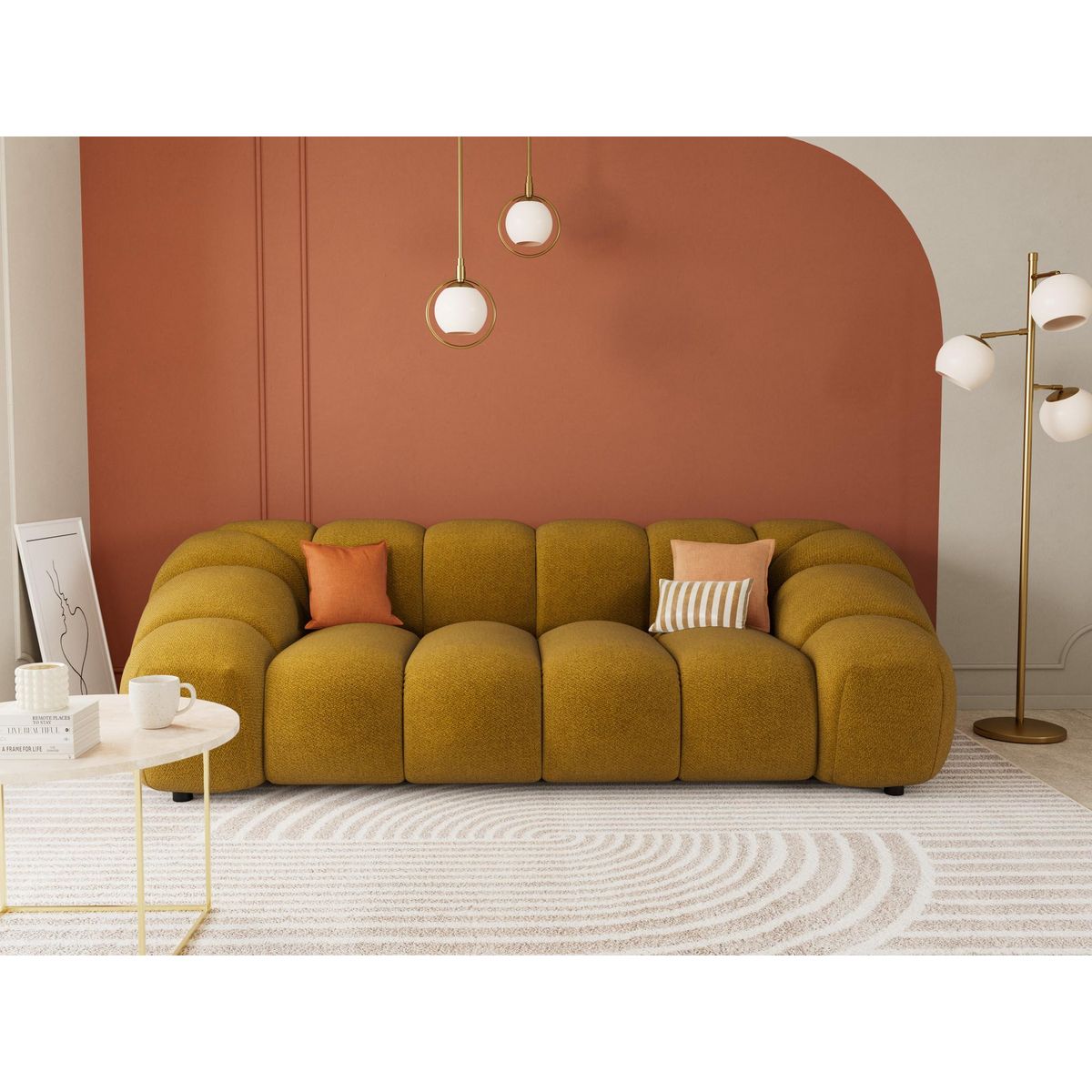 LISA DESIGN Ava - canapé 3 places en velours texturé