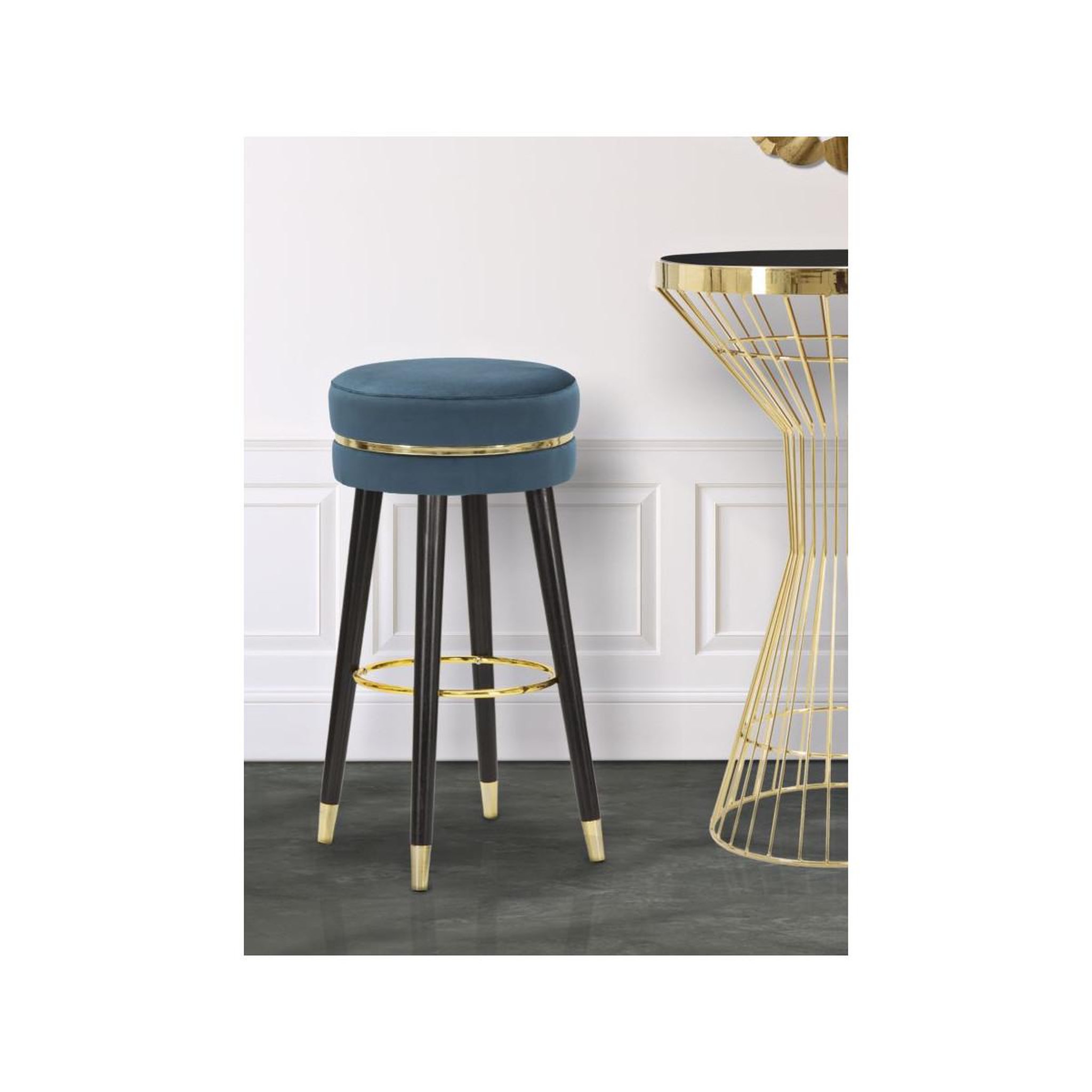 Voir la diapositive 6 : Paris Prix Tabouret de bar design  paris  74cm bleu & or