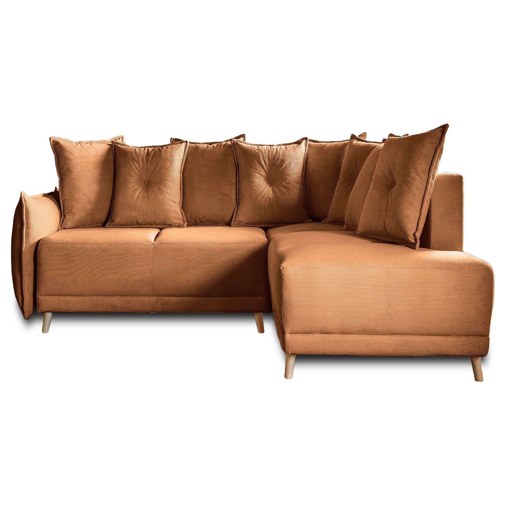 Voir la diapositive 1 : BEST MOBILIER Lena - canapé d'angle droit 5 places - convertible avec coffre - en velours côtelé