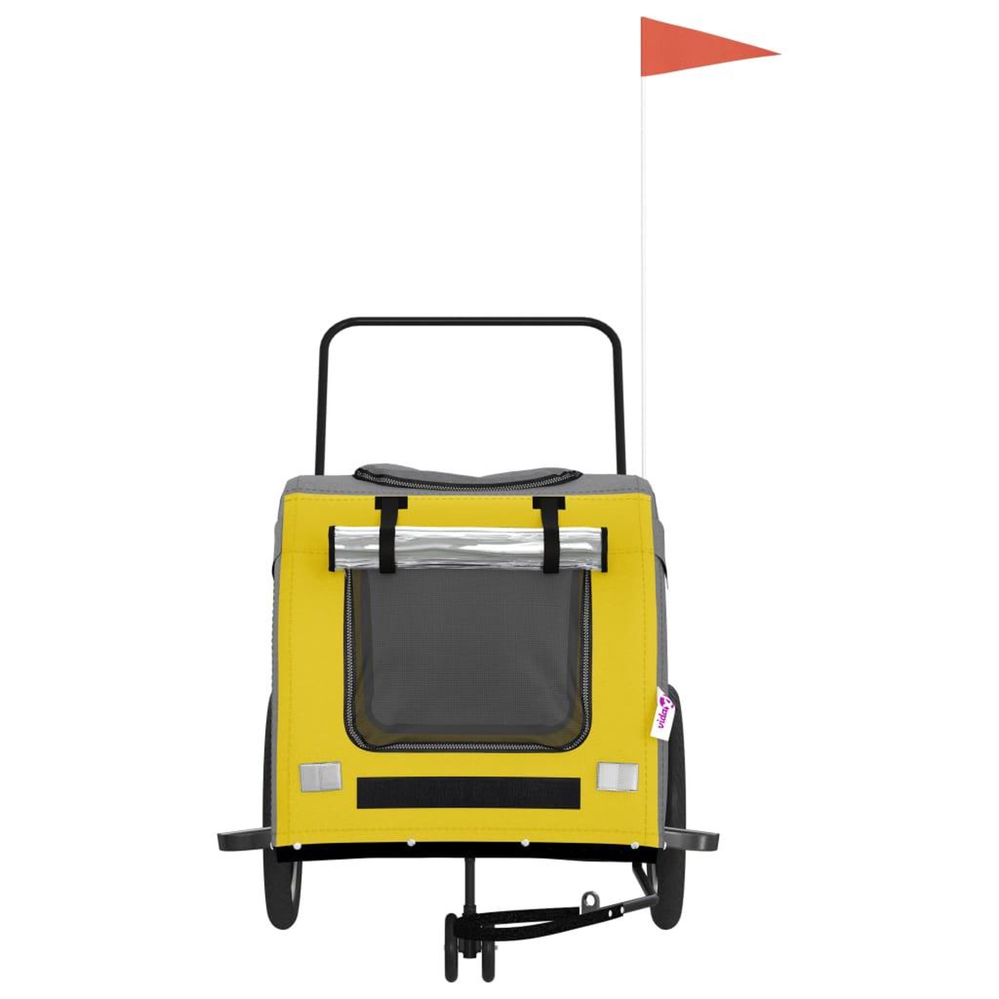Voir la diapositive 4 : VIDAXL Remorque de velo pour animaux de compagnie jaune et gris