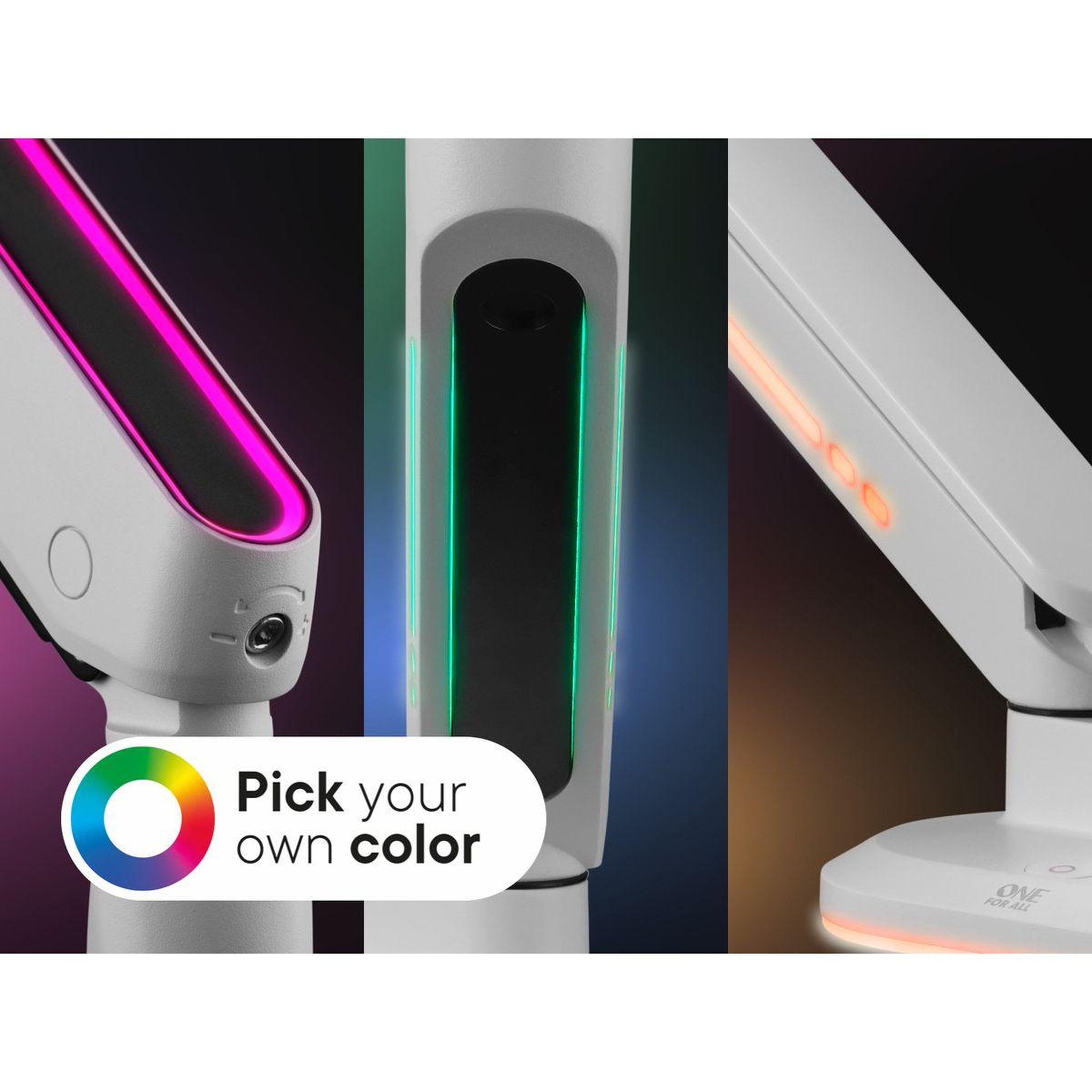 Voir la diapositive 4 : One For All Support écran pc 2 écrans 21/45'' blanc rgb inclinable