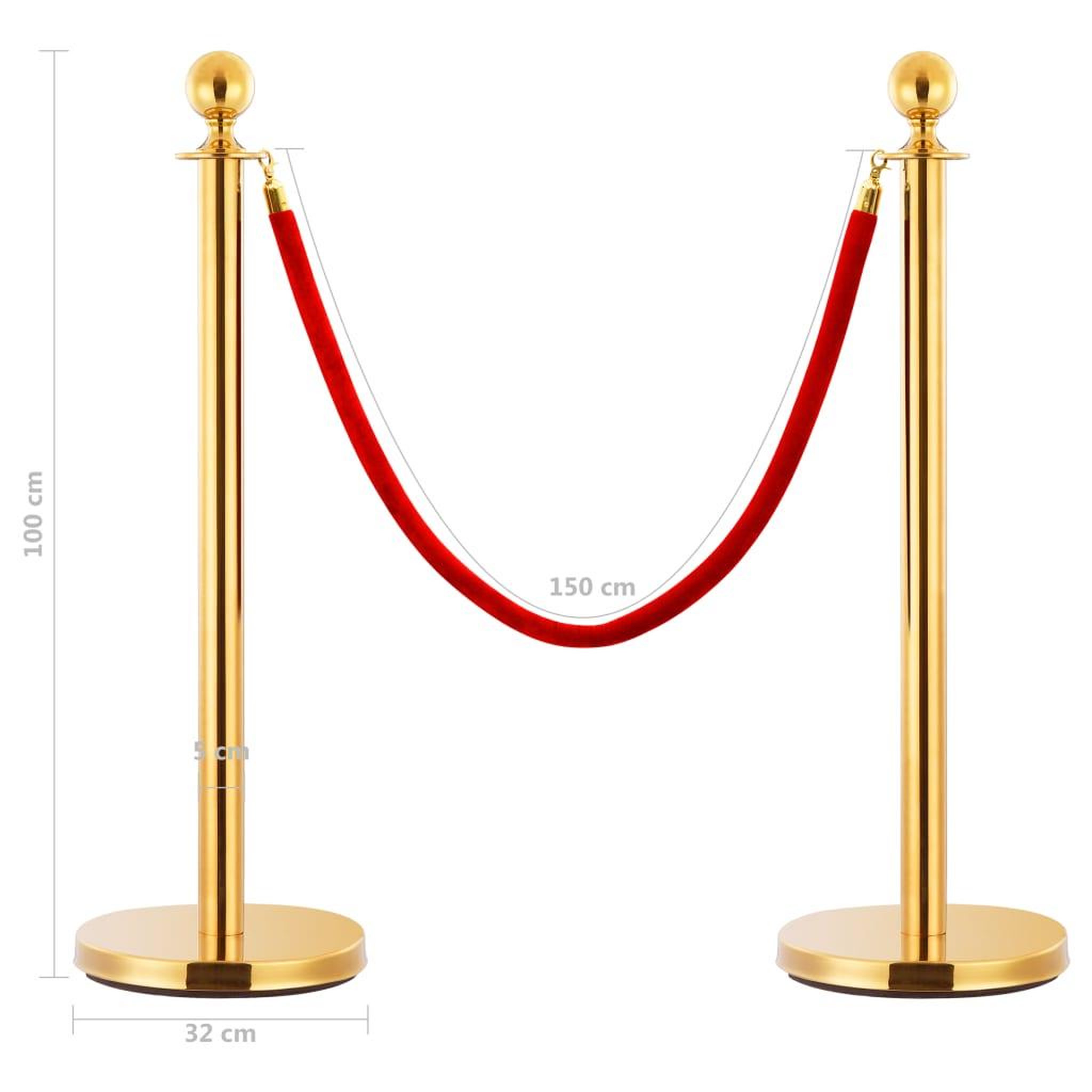 Voir la diapositive 6 : VIDAXL Jeu de barrieres de file d'attente VIP 3 pcs Inox Dore
