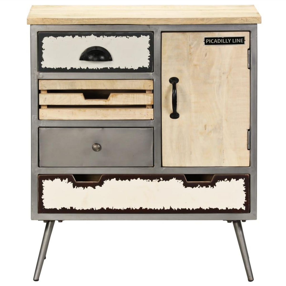 VIDAXL Buffet Bois de manguier massif et acier 65x33x76 cm