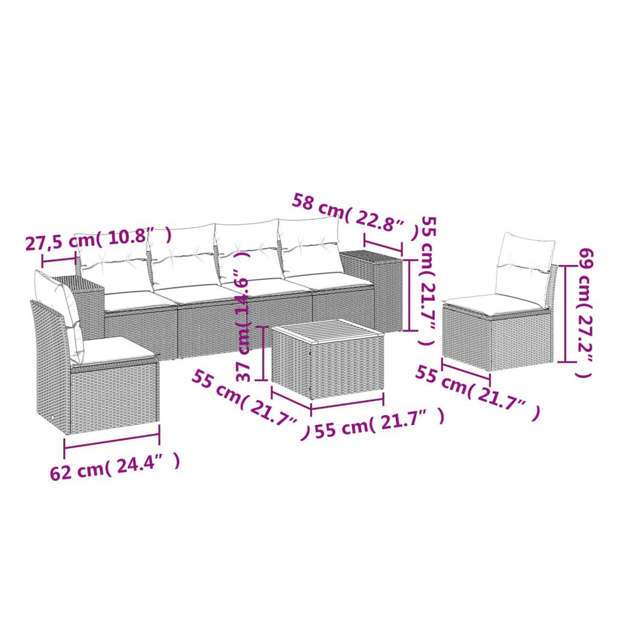 Voir la diapositive 3 : VIDAXL Salon de jardin 7 pcs avec coussins noir resine tressee