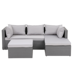 CONCEPT USINE Salon de jardin en résine tressée 4 places gris-gris clair LECCI