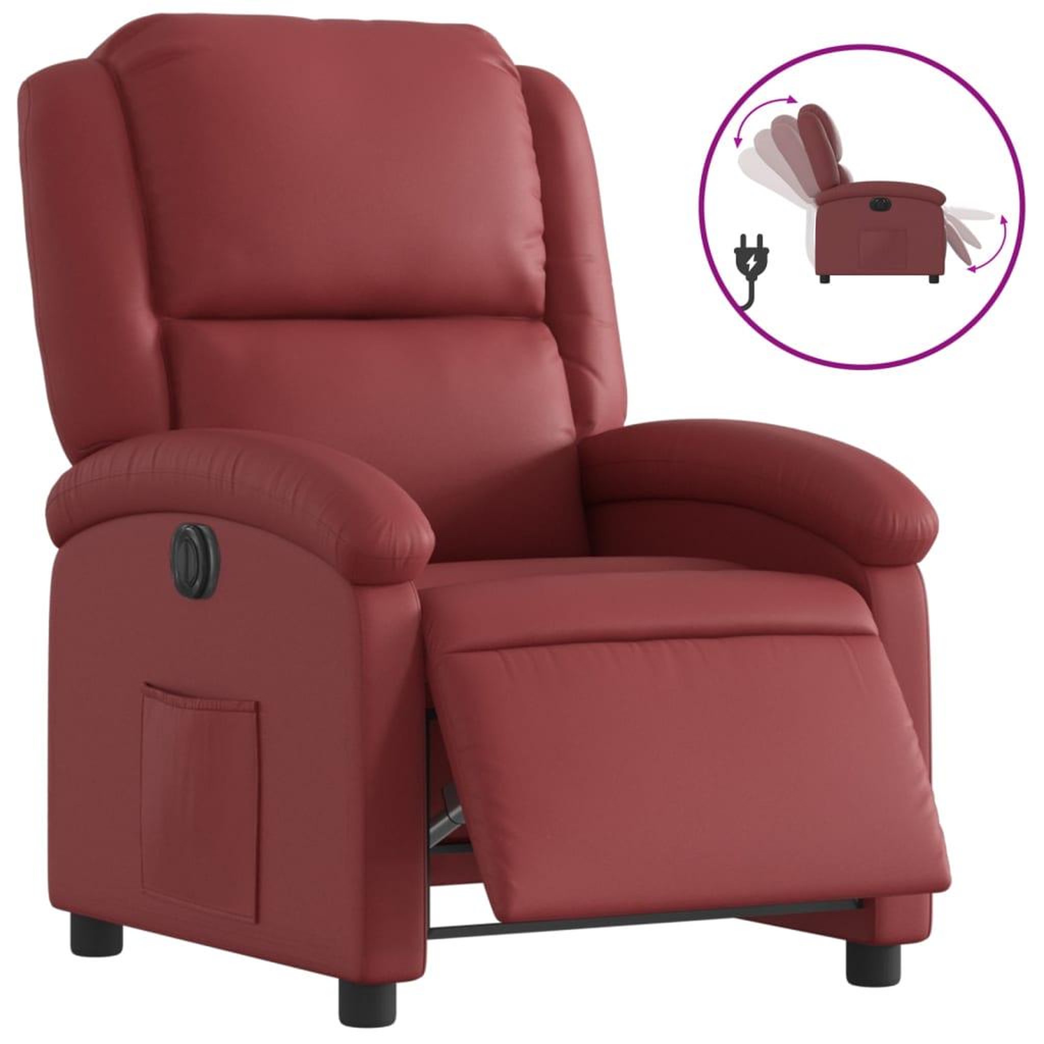 Voir la diapositive 2 : VIDAXL Fauteuil inclinable electrique Rouge bordeaux Similicuir