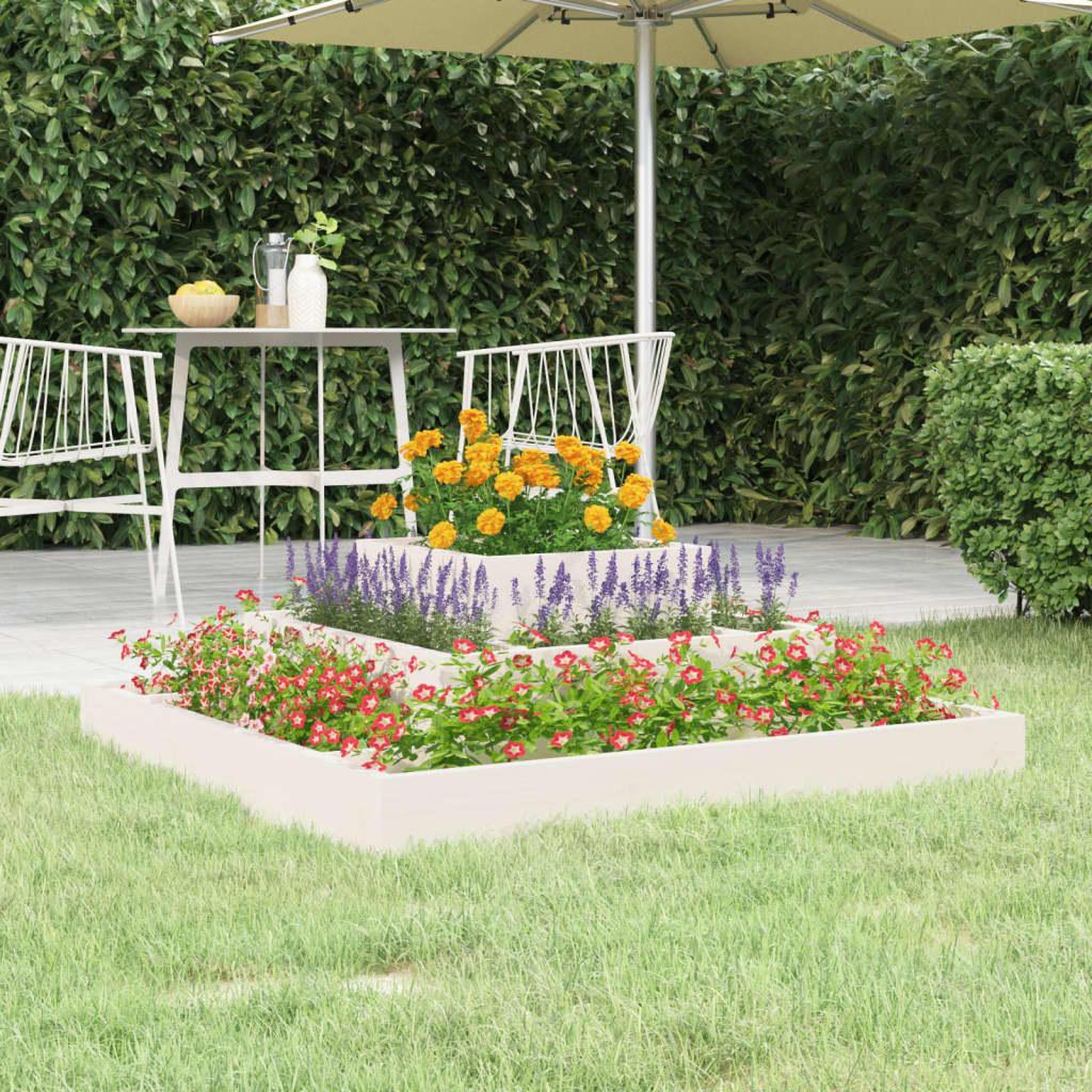 Voir la diapositive 1 : VIDAXL Jardiniere Blanc 80x80x27 cm Bois massif de pin