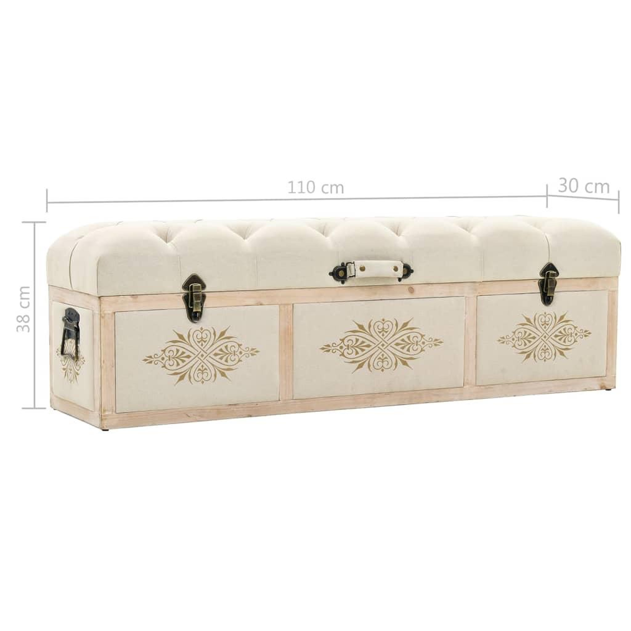 Voir la diapositive 6 : VIDAXL Banc de rangement 110 cm Creme Bois de sapin massif et tissu