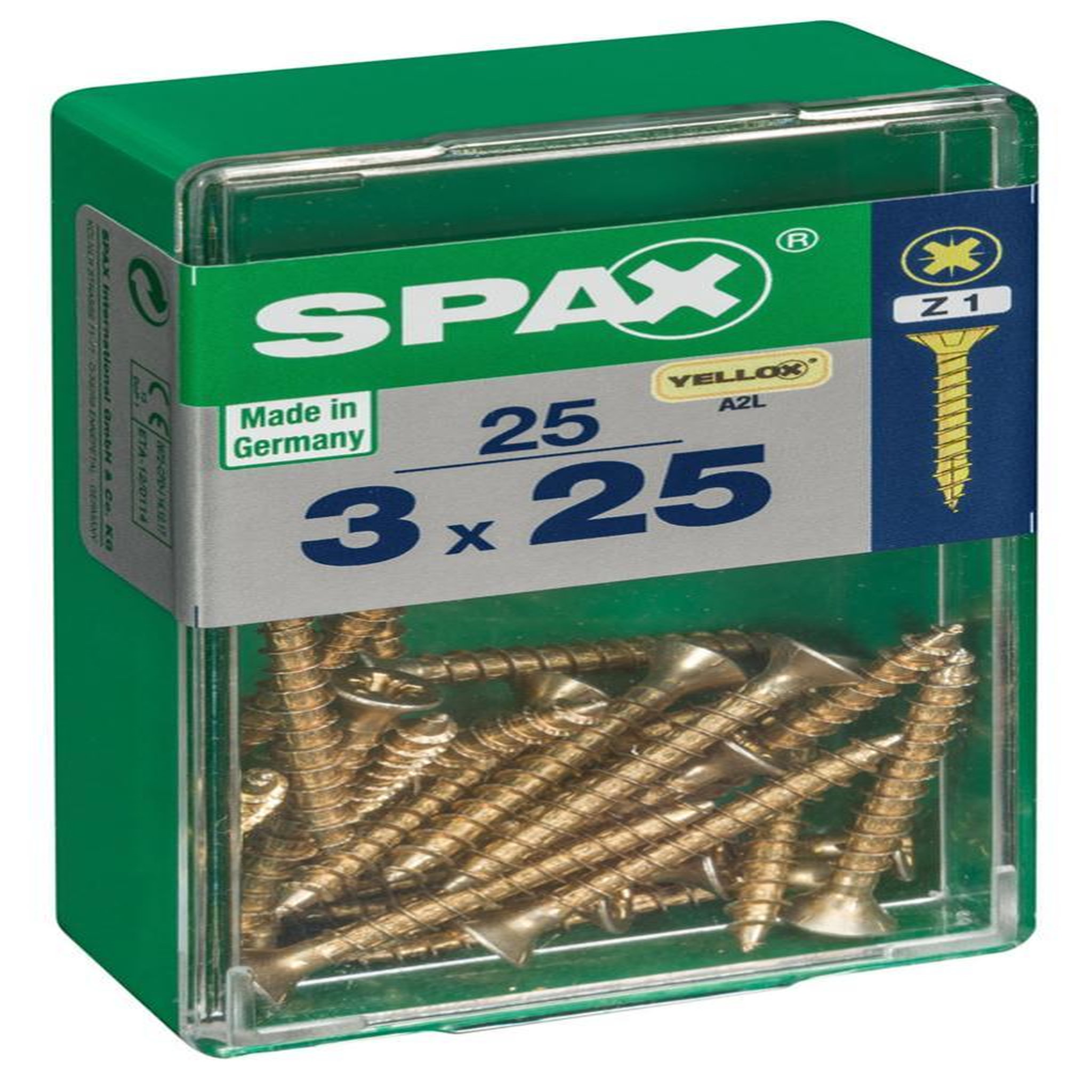 CENTRALE BRICO Lot de 25 vis acier tête fraisée pozidriv SPAX, Diam.3 mm x L.25 mm
