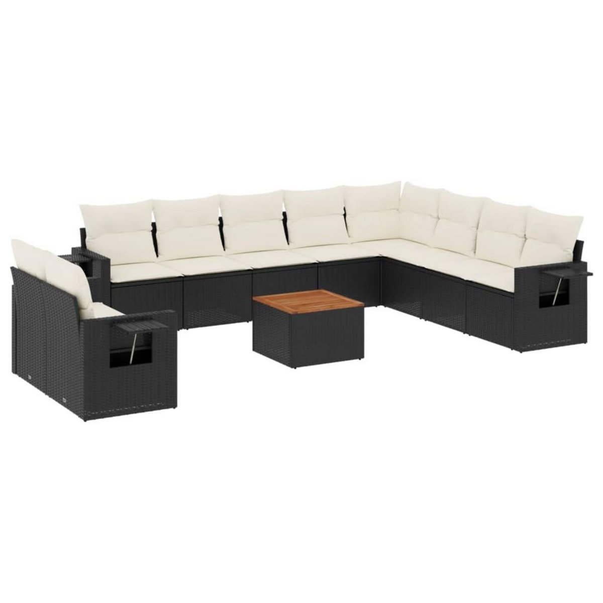 VIDAXL Salon de jardin 11 pcs avec coussins noir resine tressee