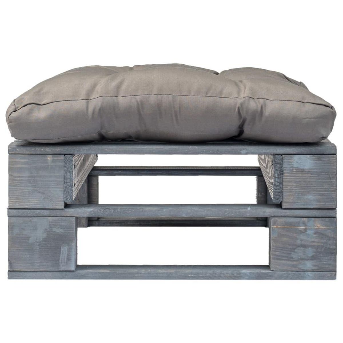 VIDAXL Repose-pied palette de jardin avec coussin en gris gris bois