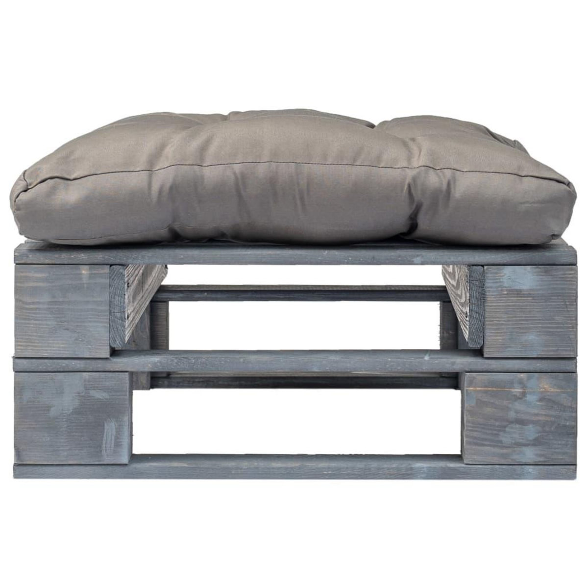 VIDAXL Repose-pied palette de jardin avec coussin en gris gris bois