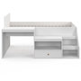 Voir la diapositive 3 : ID MARKET Lit combiné avec sommier, bureau et rangement LEOPOLD 90 x 190 cm blanc