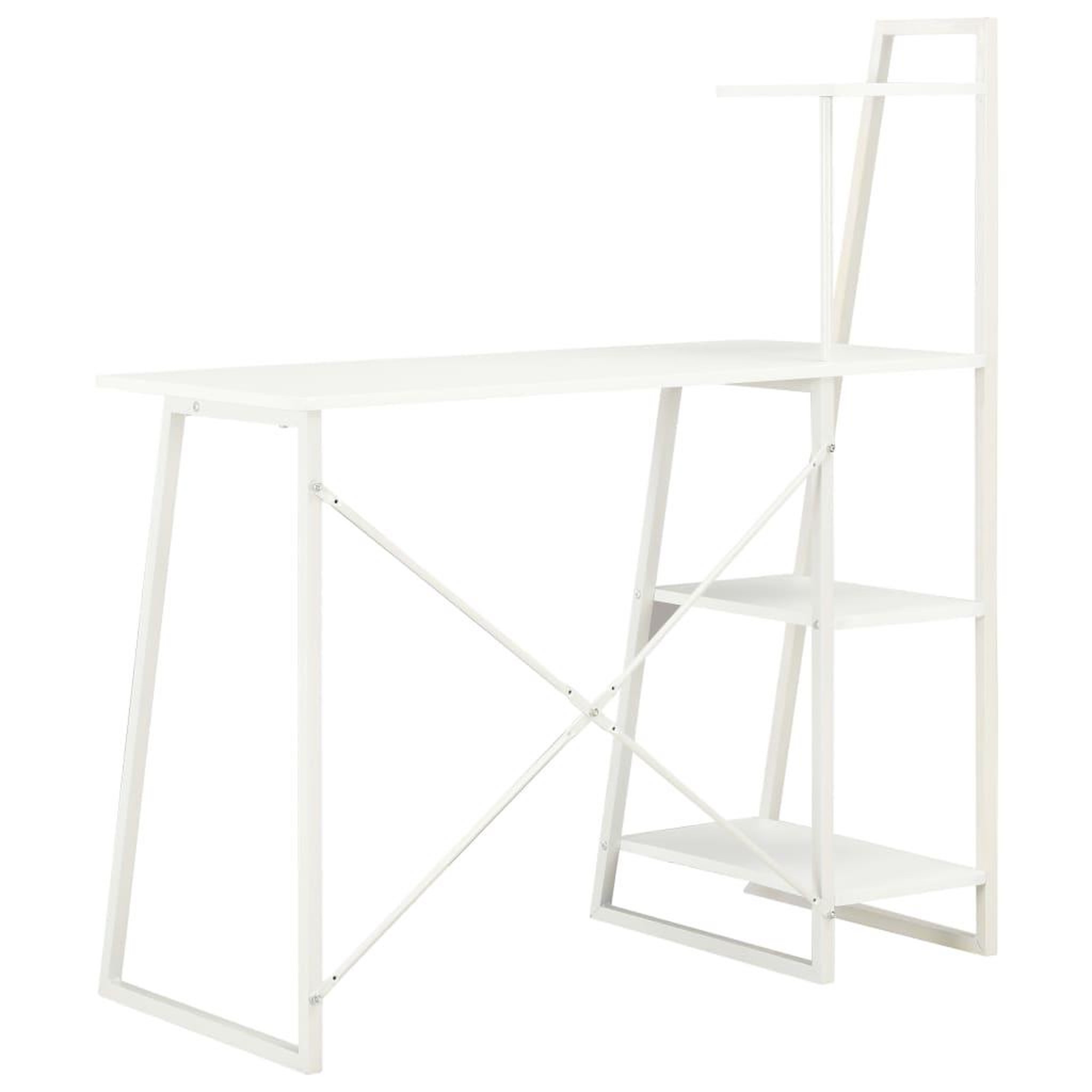 Voir la diapositive 4 : VIDAXL Bureau avec etagere Blanc 102x50x117 cm