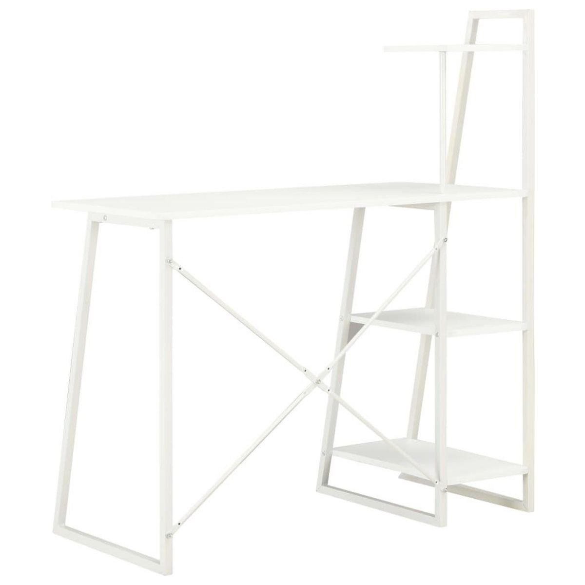 VIDAXL Bureau avec etagere Blanc 102x50x117 cm