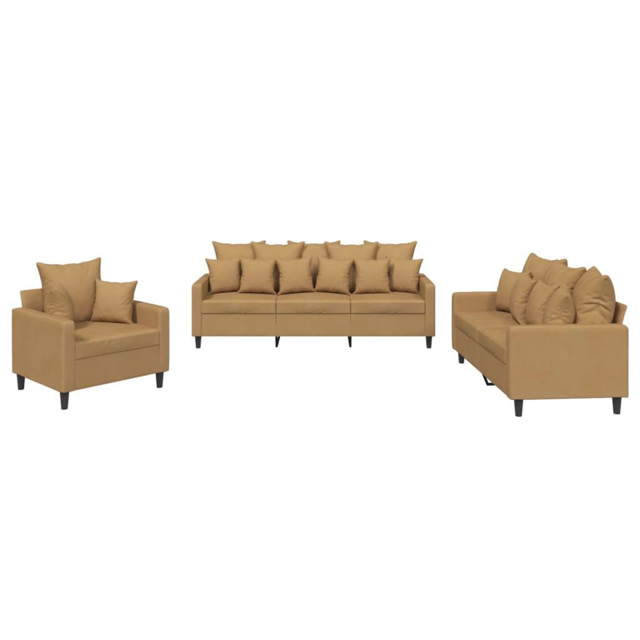 Voir la diapositive 2 : VIDAXL Ensemble de canapes 3 pcs avec coussins Marron Velours