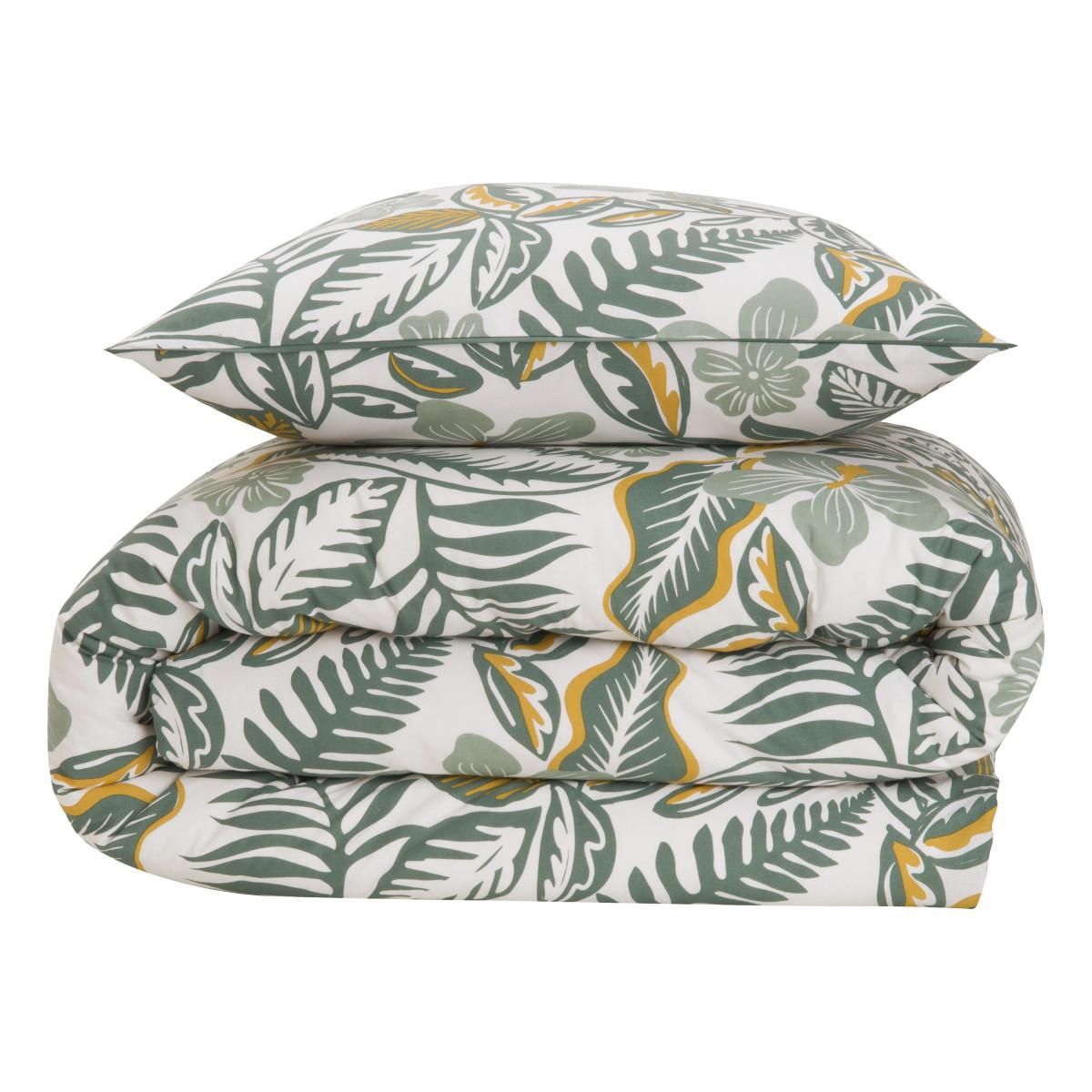 FUTURE HOME Parure de lit 2 personnes imprimé végétal réversible