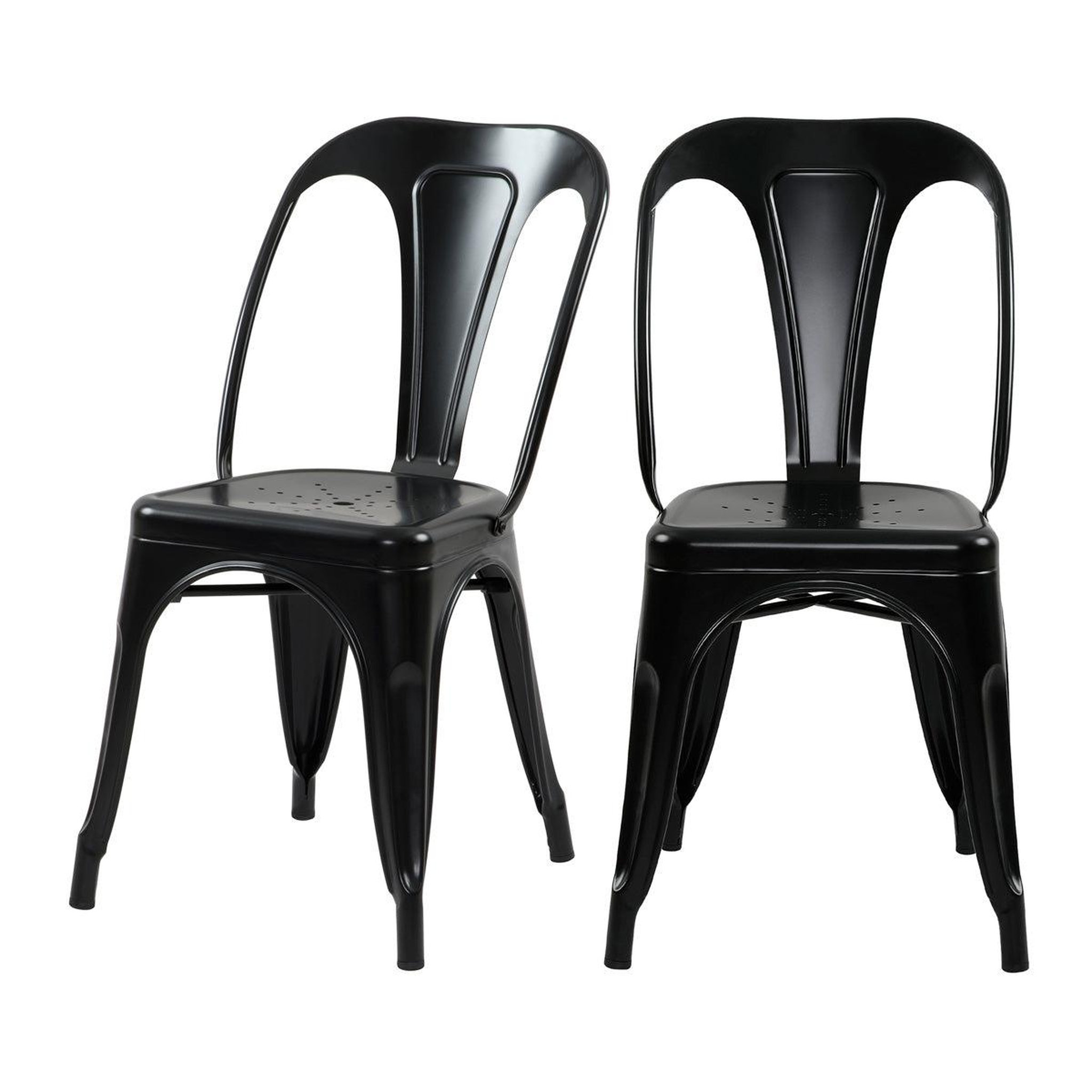 MAISON PAVANE Lot de 2 chaises en métal noir mat-indus