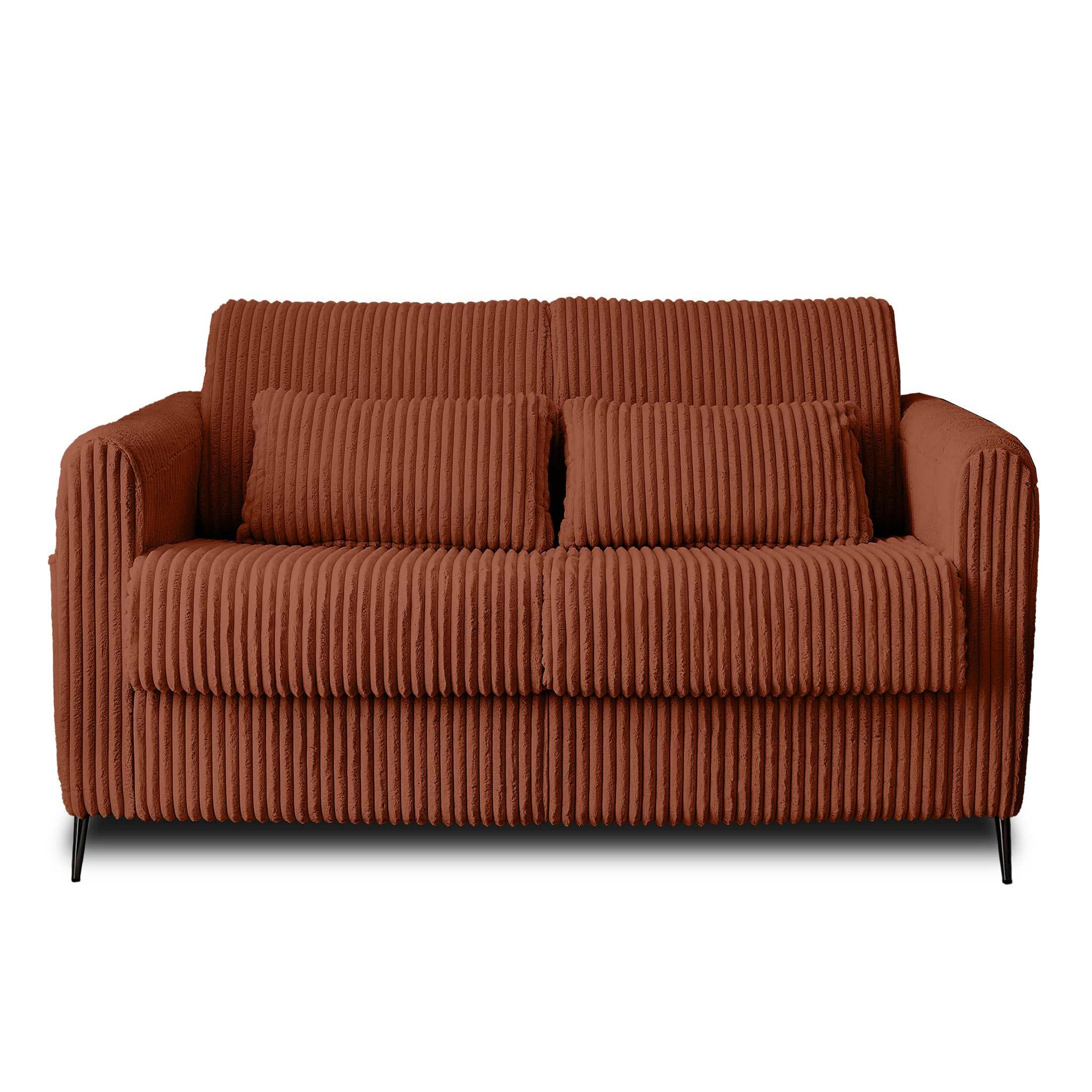Voir la diapositive 1 : LISA DESIGN Owen - canapé 3 places convertible express couchage quotidien 140 cm matelas 12 cm en velours côtelé grosses côtes