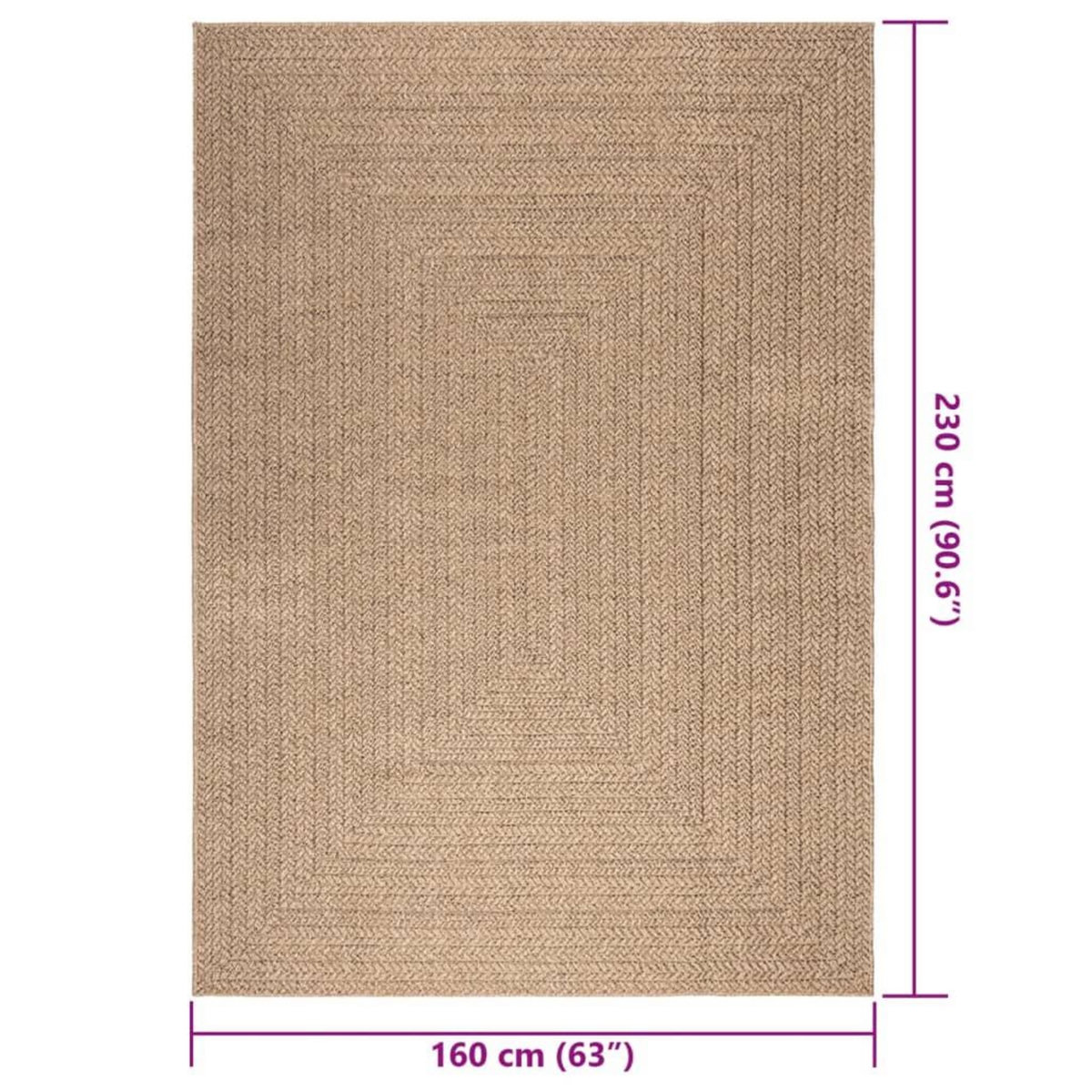 VIDAXL Tapis 160x230 cm aspect jute interieur et exterieur