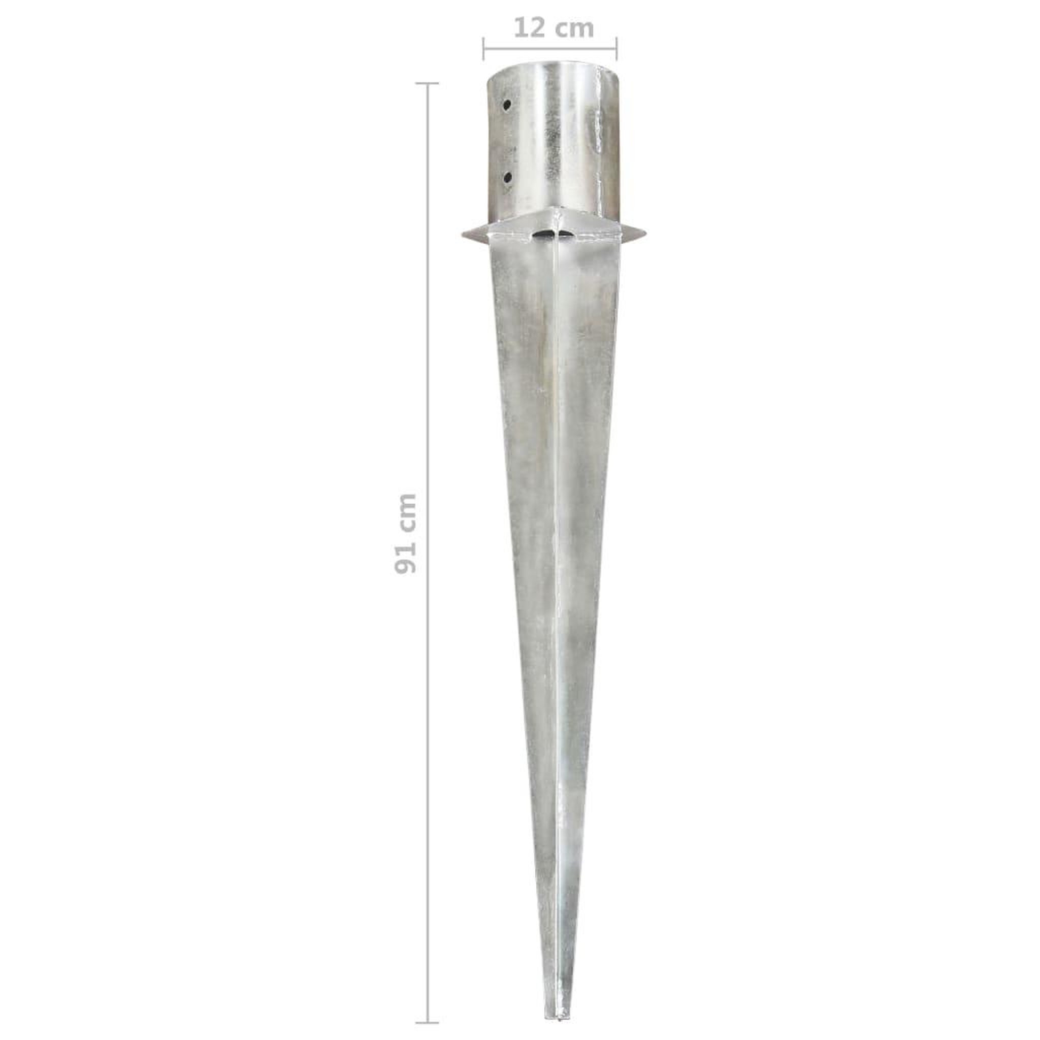 Voir la diapositive 6 : VIDAXL Piquets au sol 6 pcs Argente 12x91 cm Acier galvanise