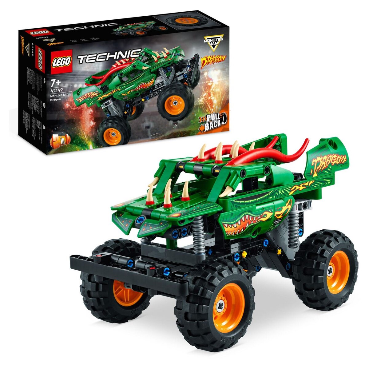 LEGO Technic 42149 Monster Jam Dragon, Jouet Monster Truck pour Racing, Voiture de Course, VTT, Cascadeur Tout-Terrain