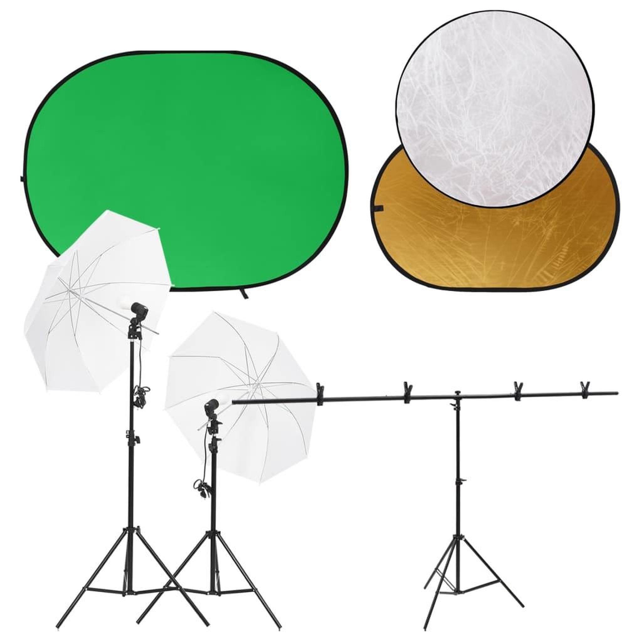 VIDAXL Kit de studio photo avec eclairage ecran de fond et reflecteur