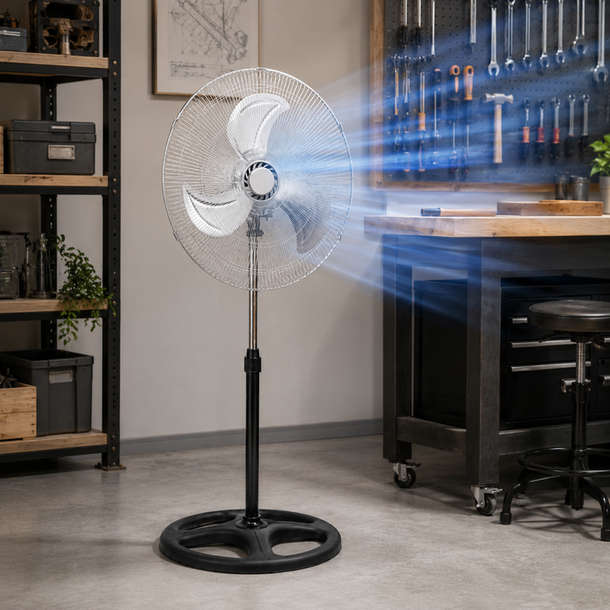 Voir la diapositive 4 : Ventilateur sur pied puissant 45 cm – 90w