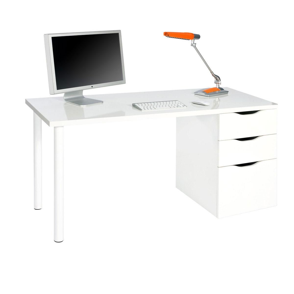 Bureau droit réversible 3 tiroirs L138cm BLACKBURN