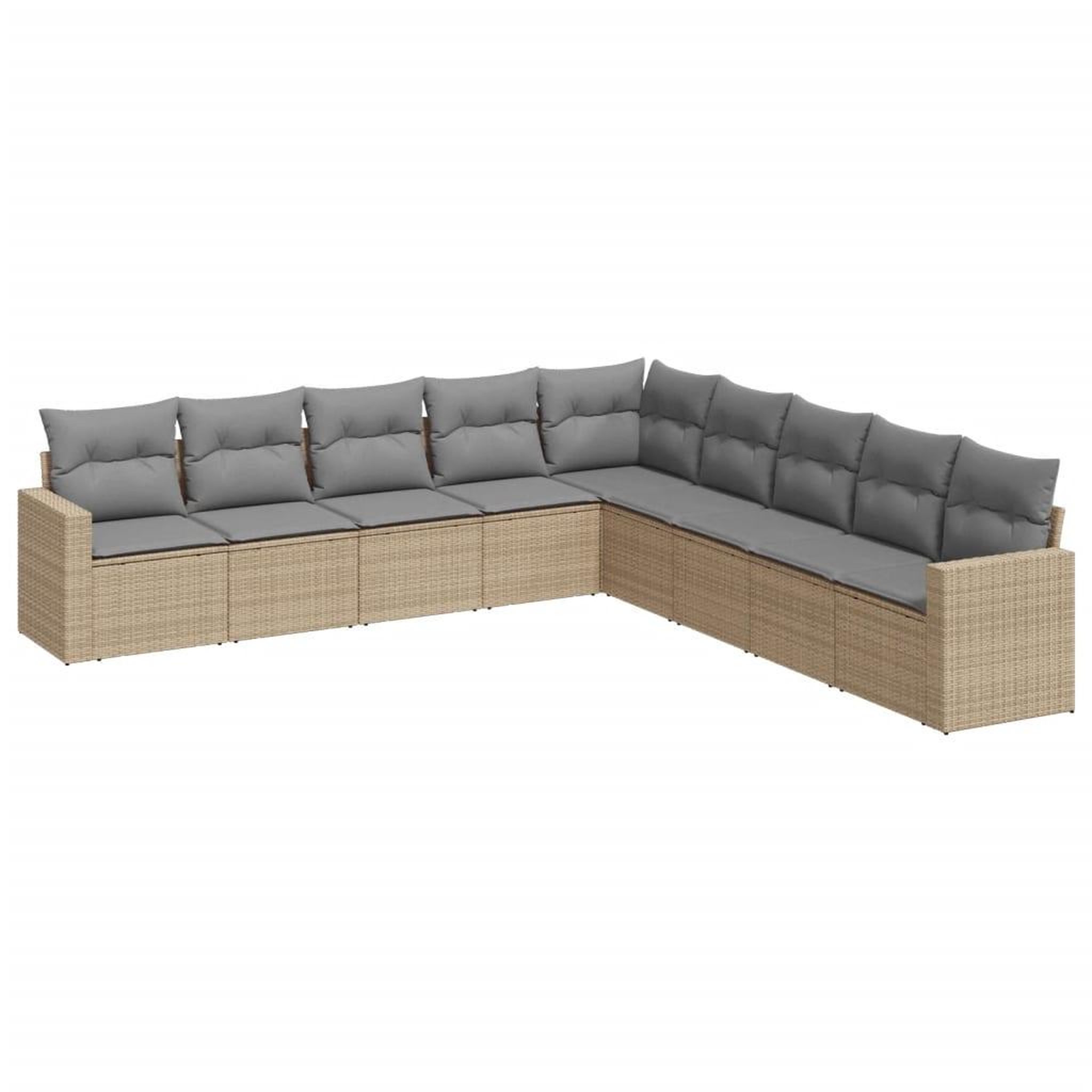 Voir la diapositive 2 : VIDAXL Salon de jardin avec coussins 9 pcs beige resine tressee