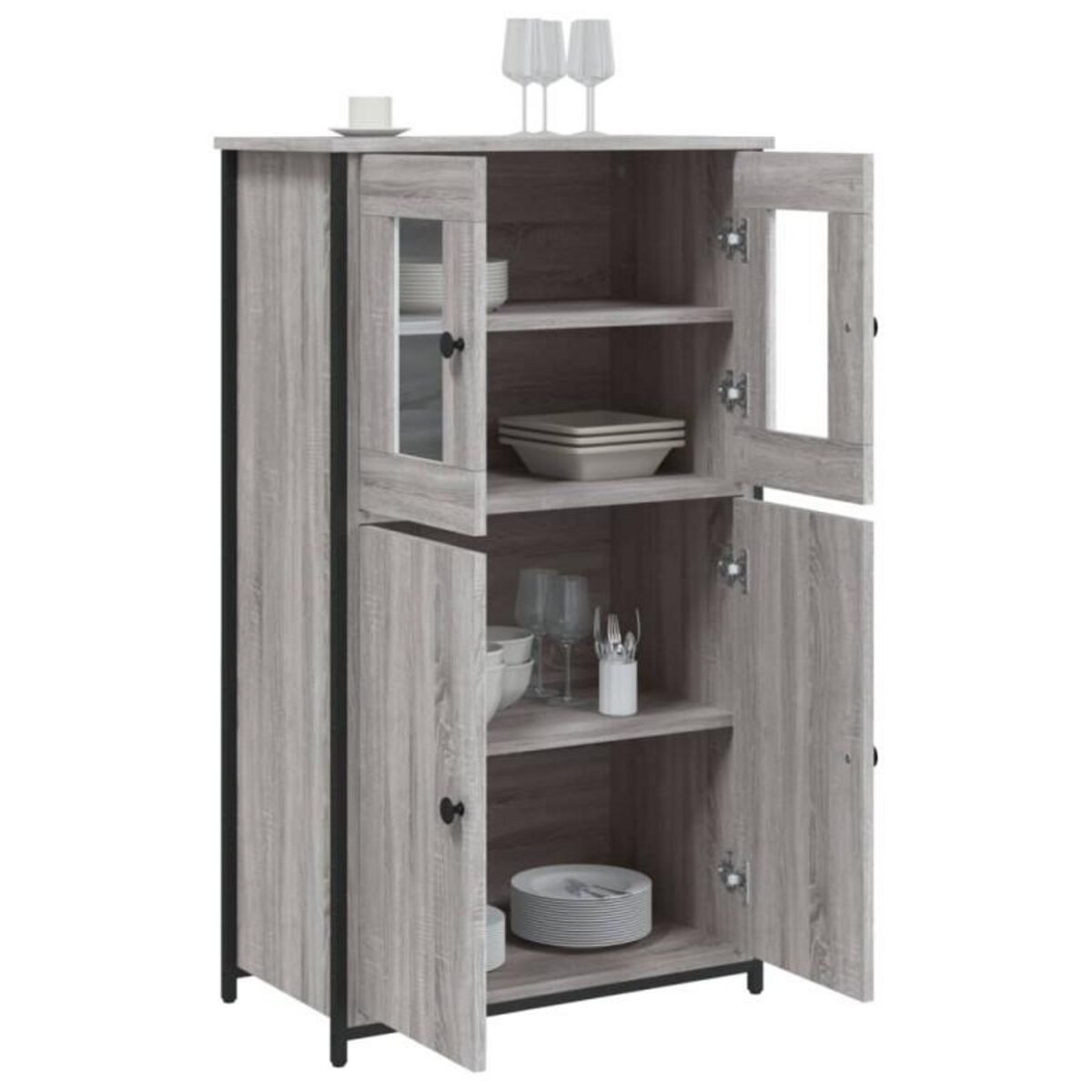 VIDAXL Buffet haut sonoma gris 62x32x106,5 cm bois d ingénierie