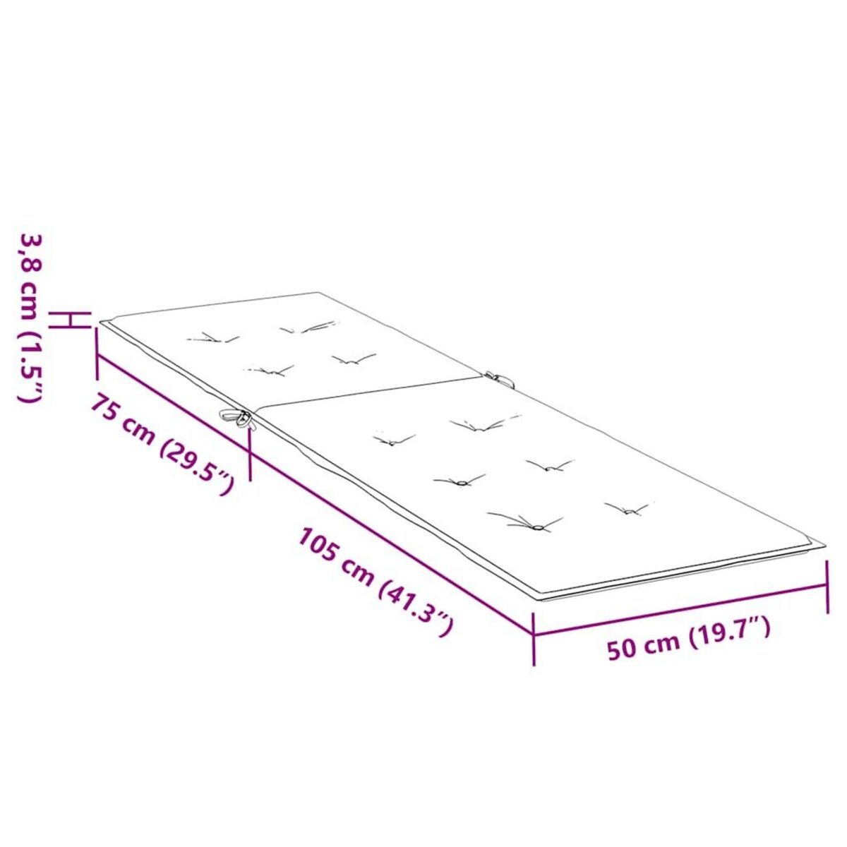 VIDAXL Coussin de chaise longue gris fonce melange (75+105)x50x3 cm