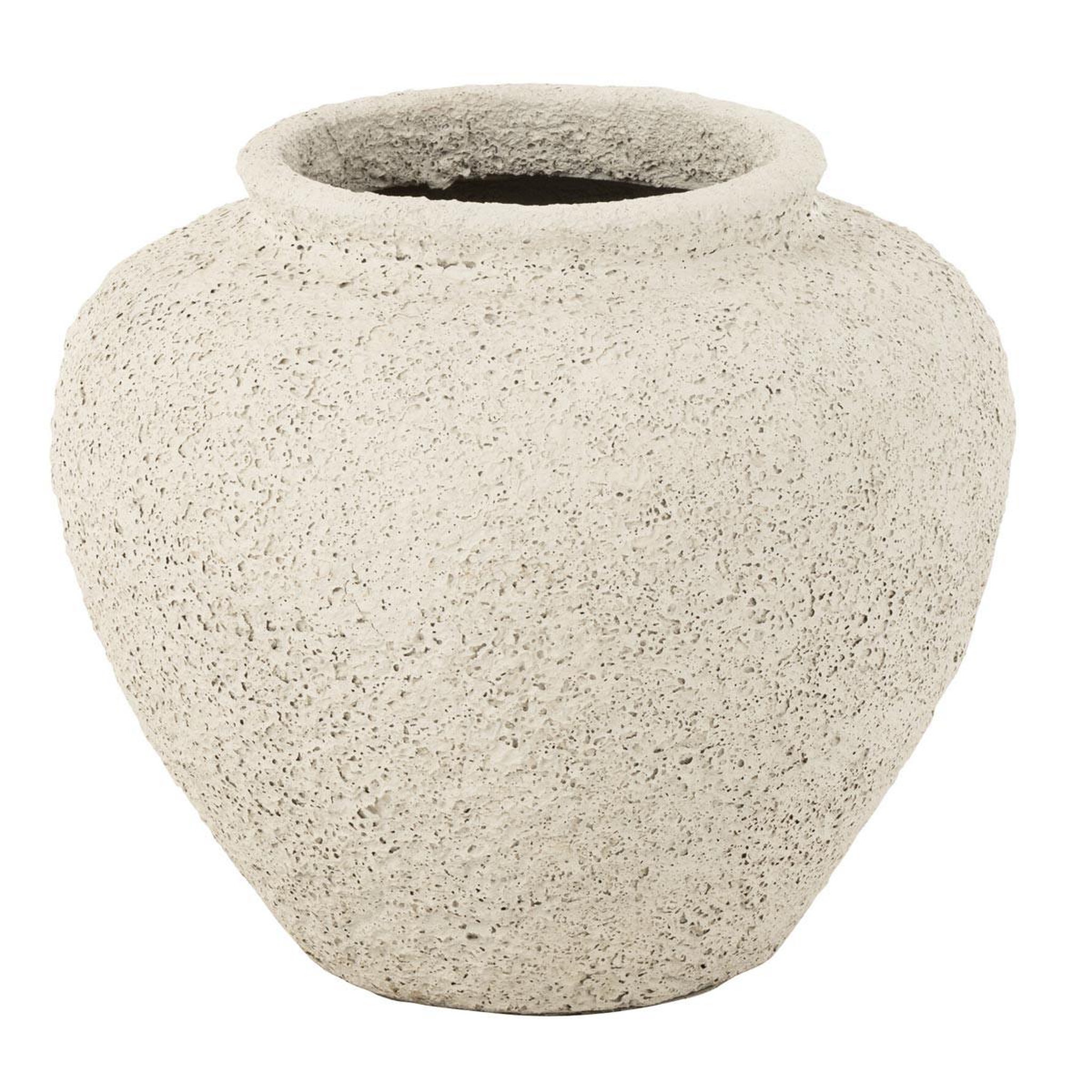J-LINE Pot antique rond en ciment  mack  60cm blanc